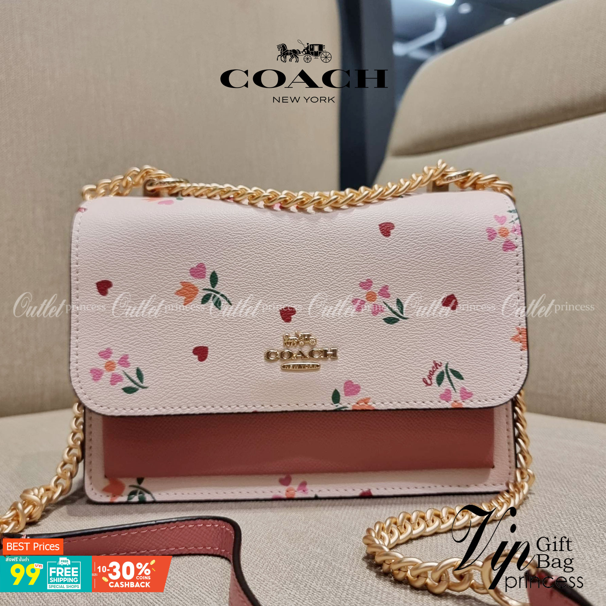 COACH C7596 KLARE CROSSBODY WITH HEART PETAL PRINT หนึ่งคอลเลคชั่นที่ฮิตไม่หยุดยั้ง!! ขายดิบขายดีทุกดีไซน์ รอบนี้มาตอบโจทย์สายหวาน ใหม่ล่าสุด น้องน่ารักม้ากกกก!! กับกระเป๋าสะพายข้าง โทนสีละมุนลูกคุณ!! คือดี!! เพิ่มลูกเล่นช่อดอกไม้หัวใจ ให้มีสีสัน สายสะพาย
