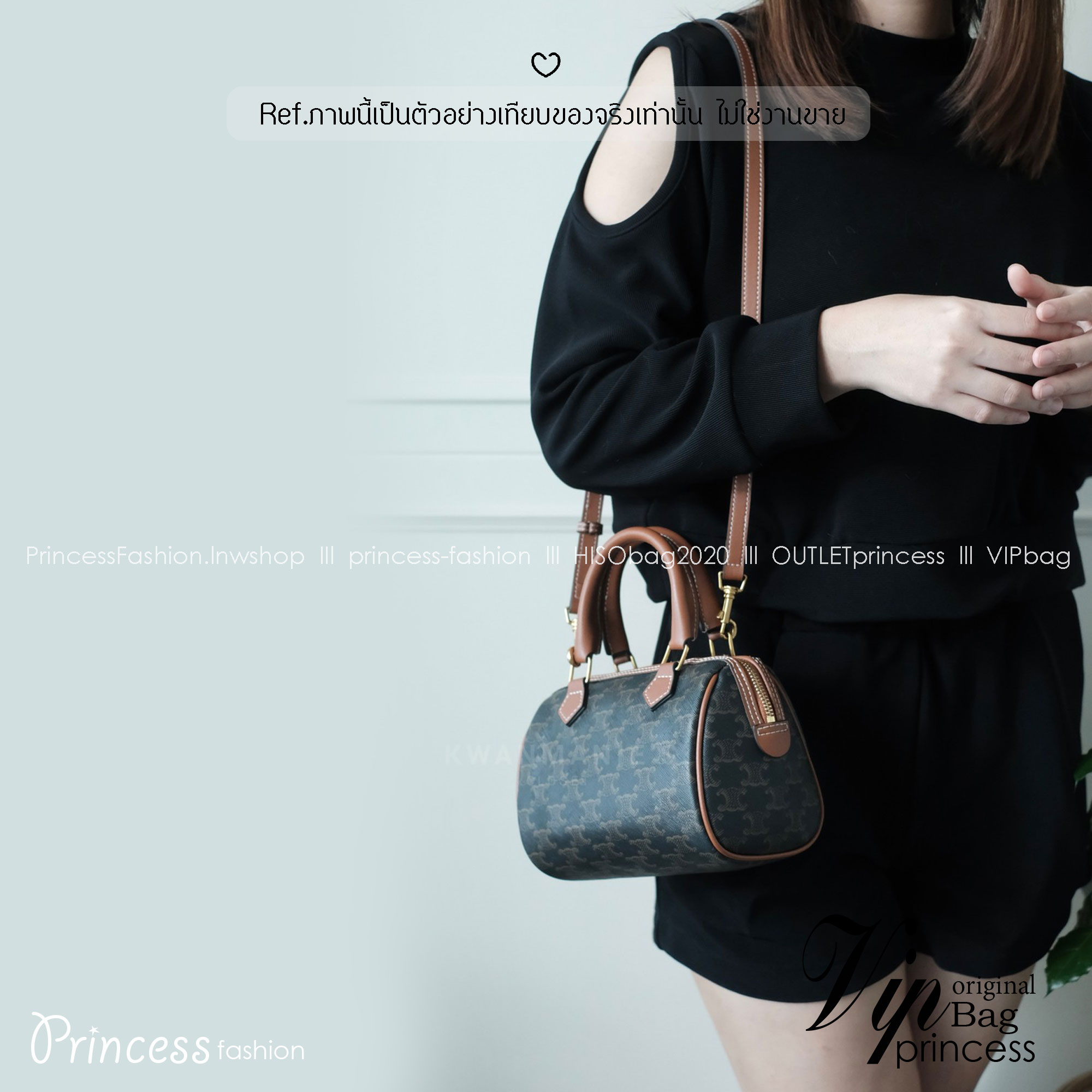 CELINE Small BOSTON bag in Triomphe canvas and Leather กระเป๋าสะพายทรงบอสตันสุดคลาสสิค ฮิตสุดๆในเกาหลี ไอเท็มแนะนำ! ไซส์เล็กน่ารัก ใช้ได้ทั้งหนุ่มๆและสาวๆ