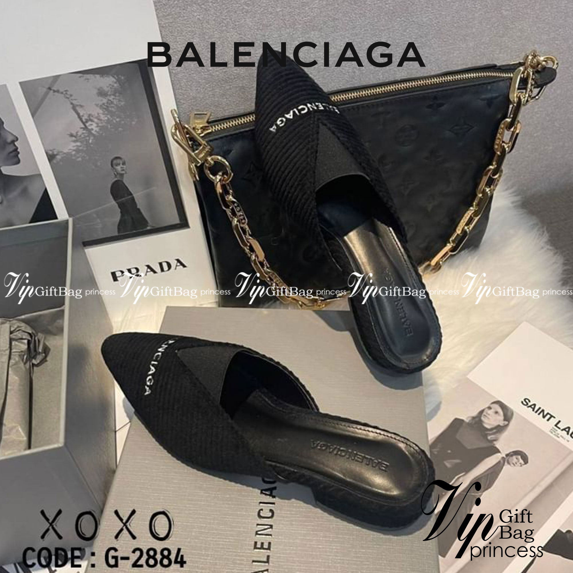 Balenciaga Shoes / BLCG Shoes รองเท้างานสวม วัสดุผ้าลูกฟูก นุ่มมาก ด้านหน้า แต่งยางยืด ปักโลโก้แบรนด์ มีส้นเล็กน้อยทรงเหลี่ยมใส่สบาย ใช้งานไม่เมื่อยน้ำหนะกเบา