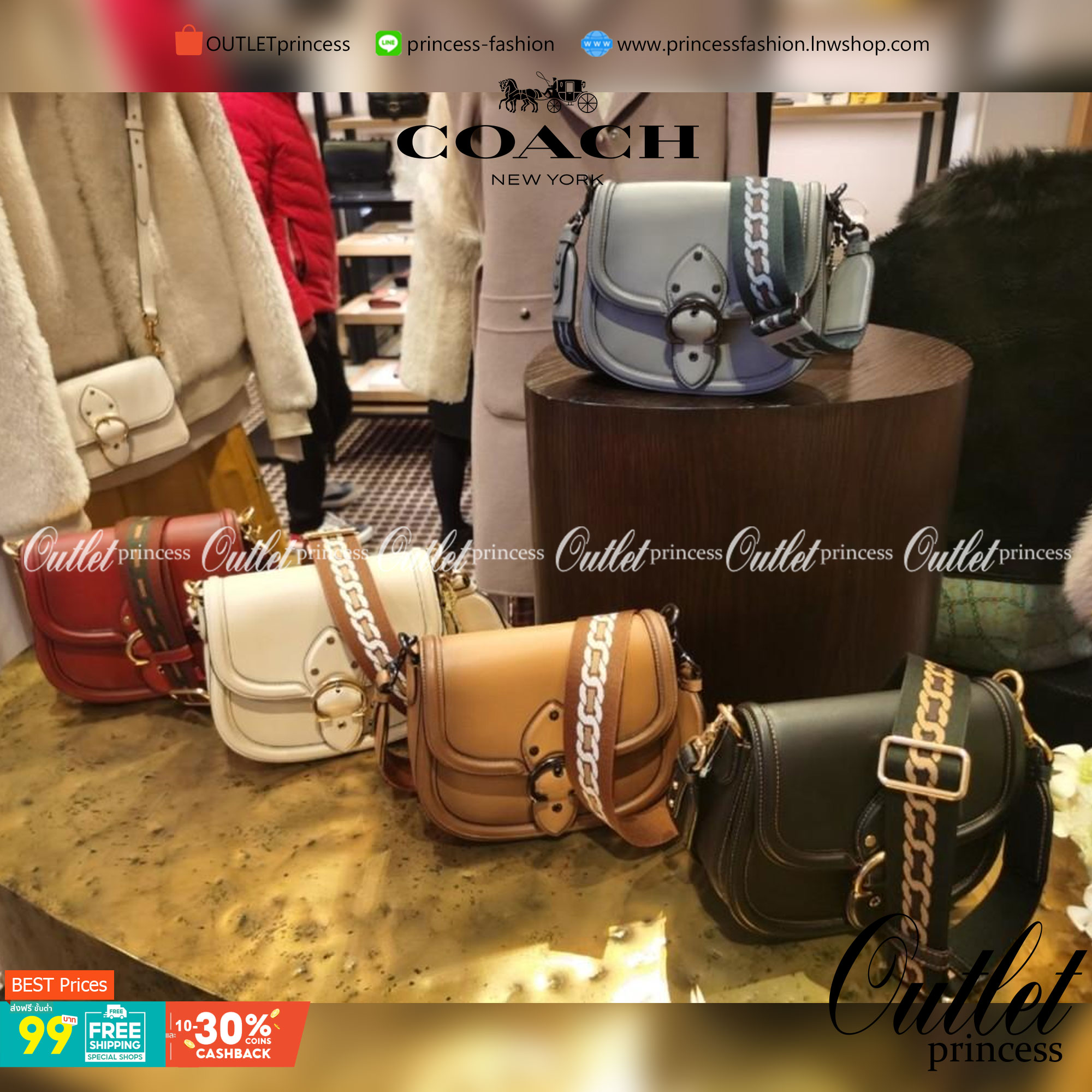 OUTLET 】COACH BEAT SADDLE BAG 10 แบบพร้อมส่ง จุกๆ เลยค่า The best item! ที่สาวๆรอคอย! ฮอตไฟลุก! สีหายาก ละมุนคุณหนู คอลเลคชั่นใหม่ ดีไซน์หรูหรา พิเศษมากๆมาพร้อมสายสะพาย 2 เส้น ใช้คู่กันหรือแยกสะพายก็สวยครบสูตร กระเป๋าสะพายทรง saddle คลาสสิค วัสดุหนัง glov