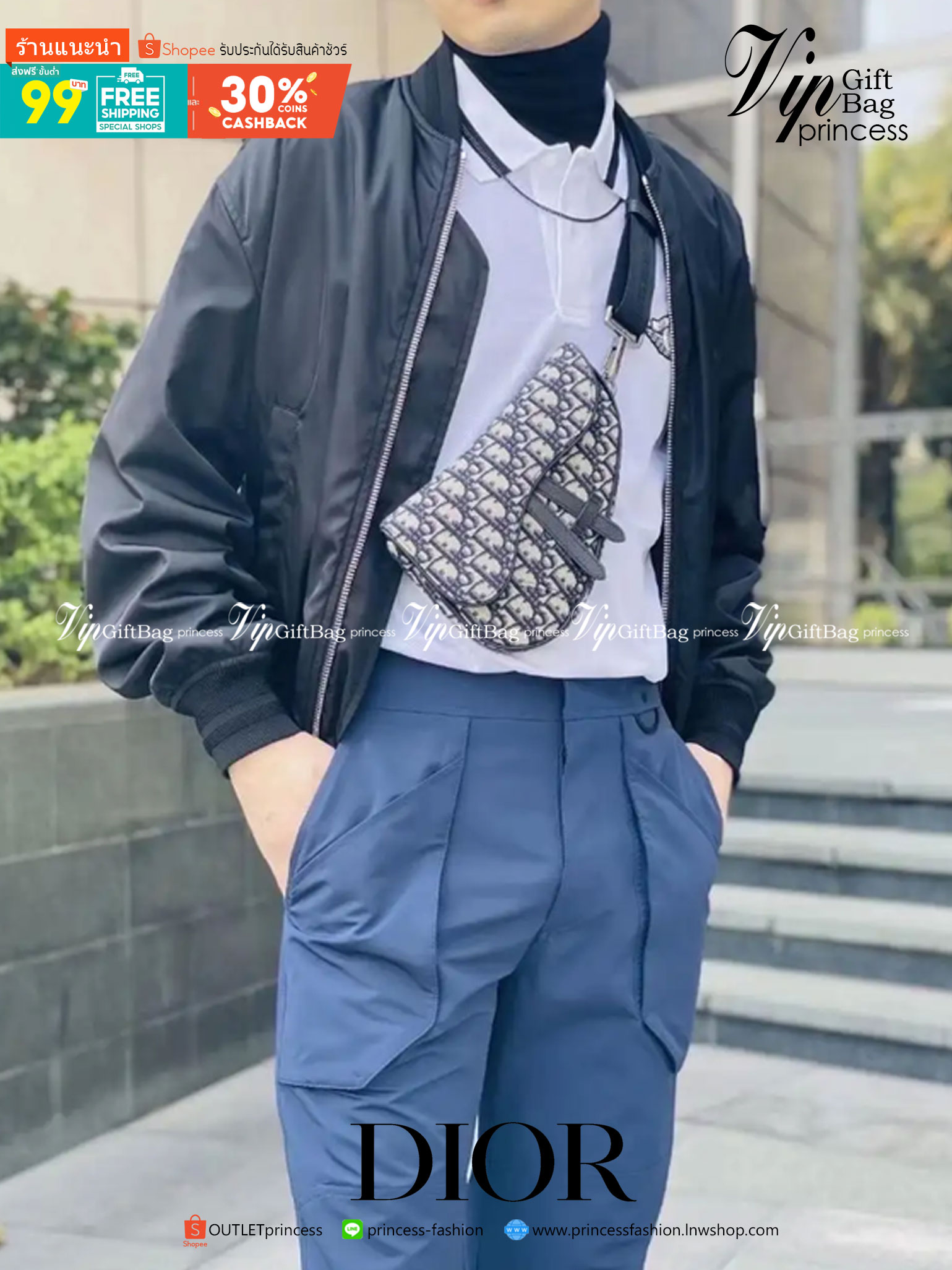 หนังแท้ DIOR SADDLE BELT BAG รุ่นสุดฮิต สามารถคาดอกสะพายข้างหรือคาดเอวก็ได้สามารถใช่งานได้ทั้งชาย/หญิง งานสวยมากพร้อมอุปกรณ์ครบชุด เกรดออริงานเทียบเท่าของแท้เลย กระเป๋ารุ่นยอดนิยมตามแบบฉบับแบรนด์ พร้อมส่งที่ไทย เกรดออริจินอลผ้าแจ๊คการ์ดและหนังแท้ ภาพสินค้