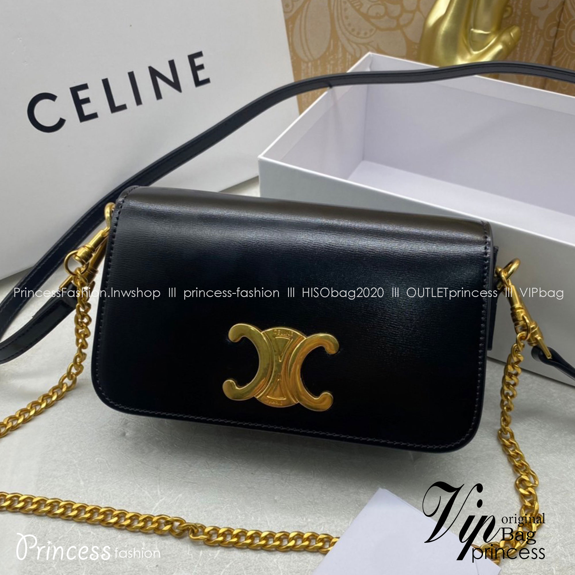 20cm CELINE SHOULDER BAG TRAPEZE IN SHINY CALFSKIN / CELINE POCHETTE BAG / CELINE TRIOMPHE BAG small รุ่นใหม่ล่าสุด ไม่มีไม่ได้เลยกับไอเท็มสุดคลาสสิค กระเป๋าสะพาย ทรงพอชสวยอยู่ทรง ดูดี ดูแพง สายถอดได้ ใช้งานสะดวก