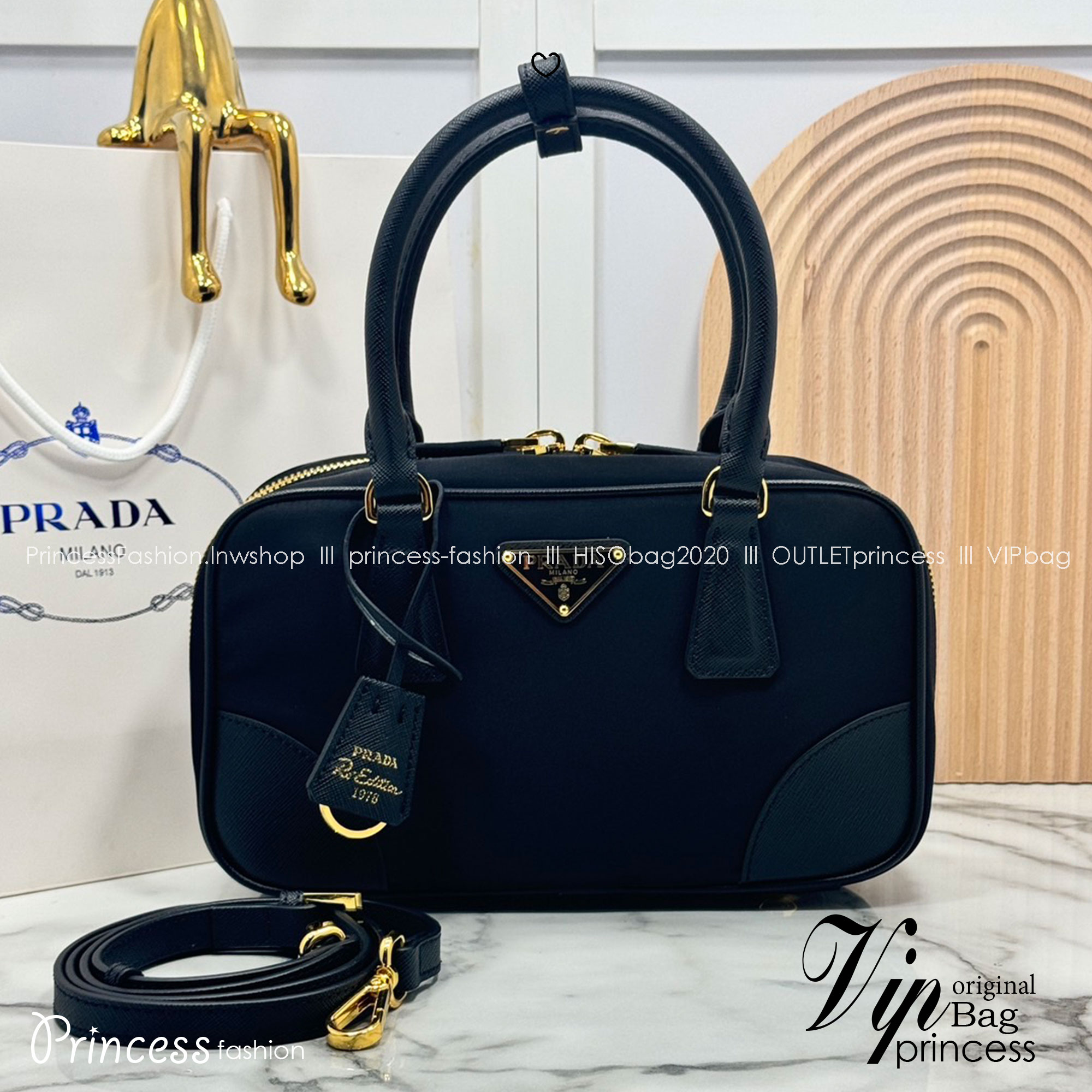 ORI หนังแท้ | Prada Medium Re-Edition 1978 Tote Bag กระเป๋าสะพายใบใหญ่เรียบหรู งานผ้าไนลอนฐานหนัง พร้อมหูจับใช้งานง่าย
