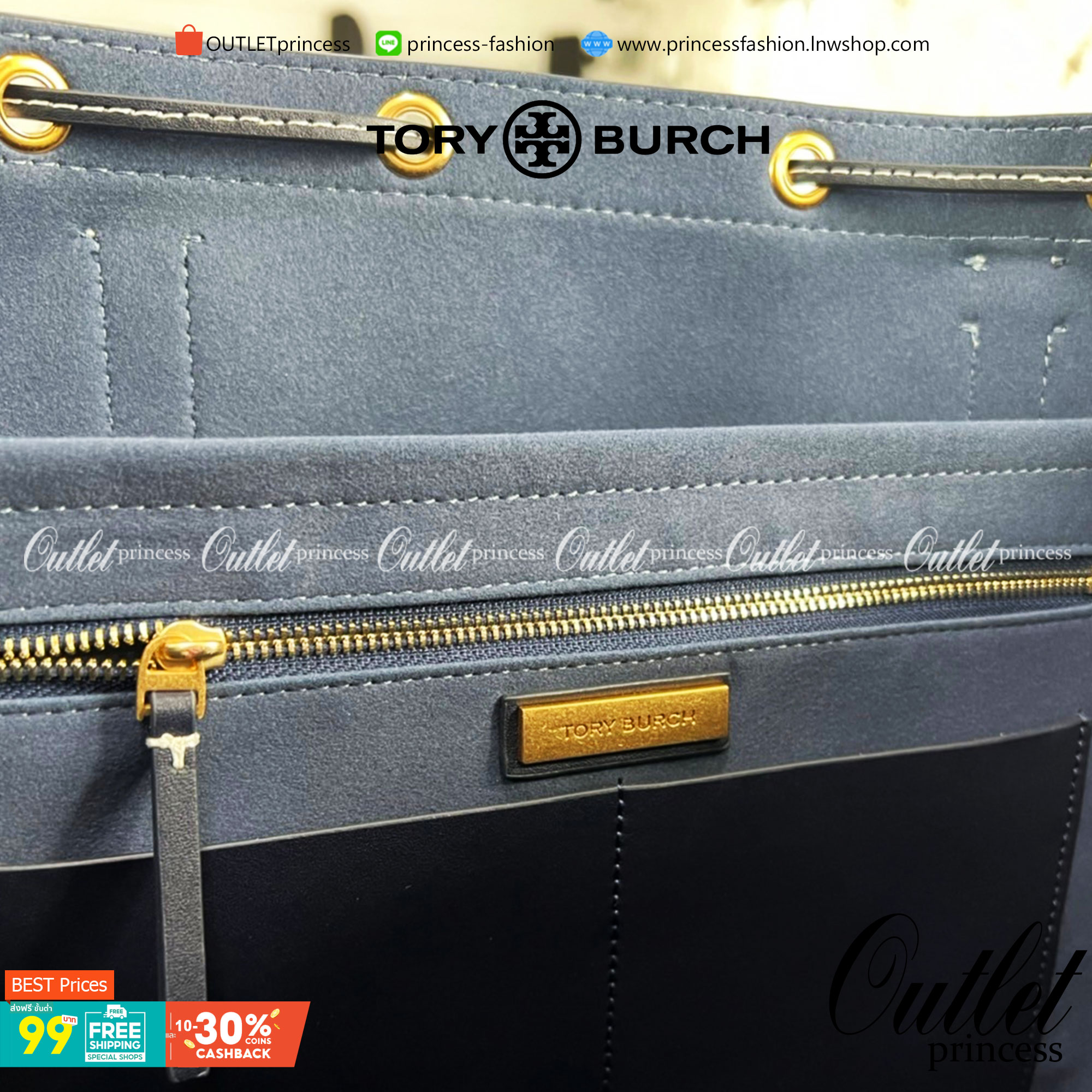 OUTLET 】TORY T MONOGRAM JACQUARD WFH TOTE กระเป๋าถือหรือสะพายไหล่ วัสดุ Canvas ปักษ์ลายแบรนด์ อะไหล่ทองสวยหรู น้ำหนักเบา จุของได้เยอะ ด้านหน้ามีกระเป๋าเล็ก2ช่อง ด้านหลัง2ช่อง ด้านในโล่ง มีช่องใหญ่1ช่อง ช่องเล็ก1ช่อง และอีก1ช่องซิป ใบใหญ่ Size XL ใส่เสื้อผ