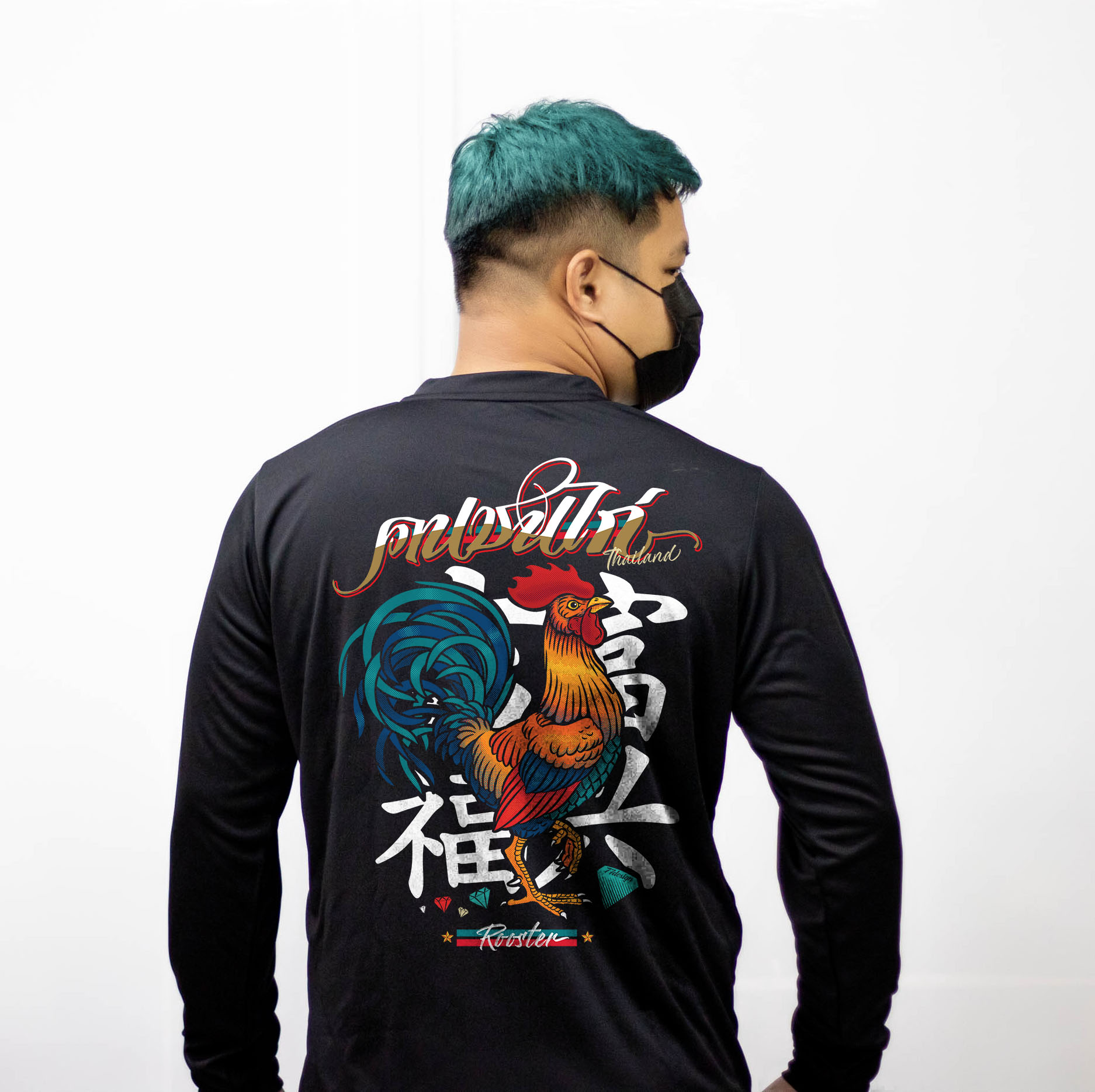 77design คนชนไก่ เสื้อแขนยาวผ้ากีฬาไมโครโพลีเอสเตอร์ คุ้มราคา
