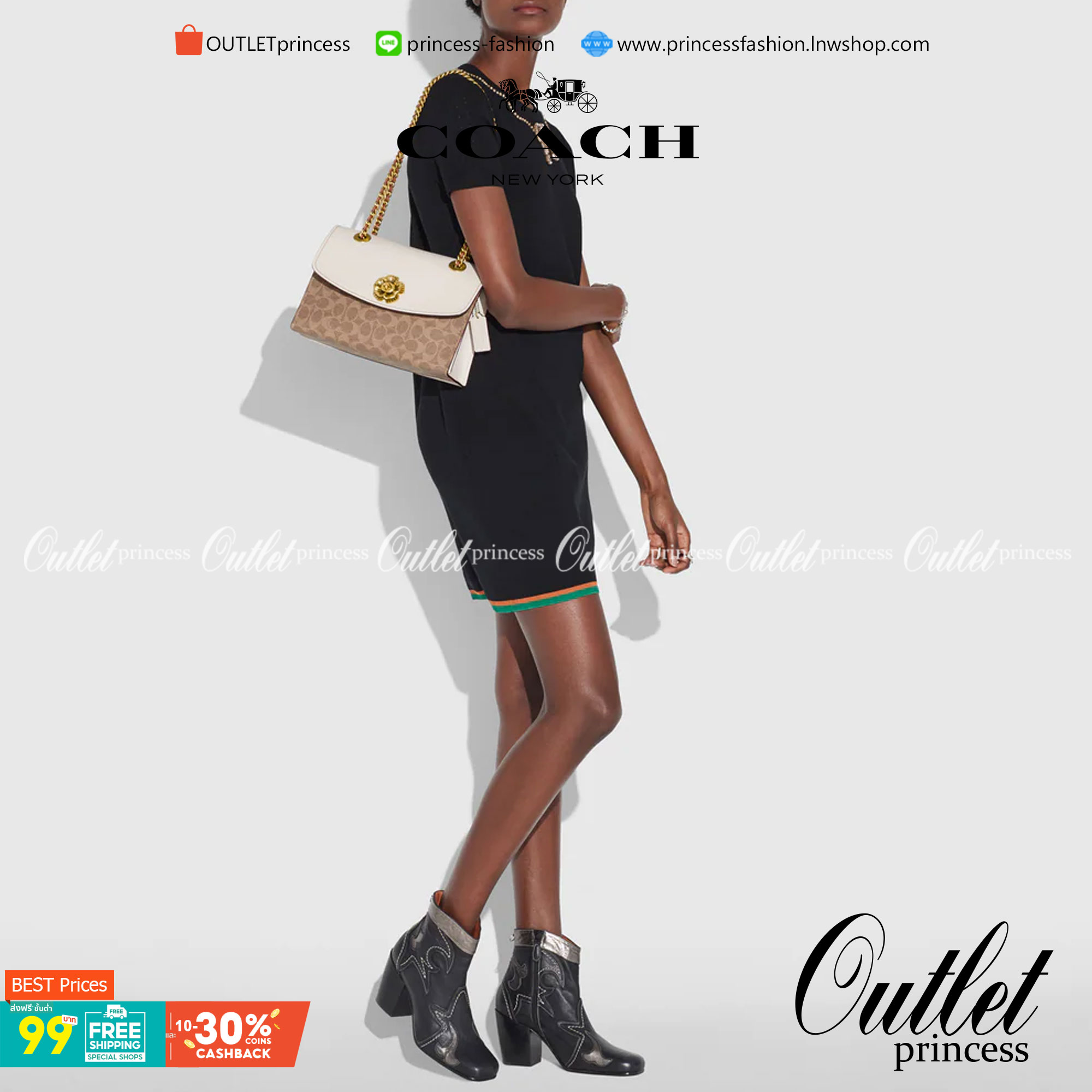 Coach Parker In Signature Canvas With Tea Rose