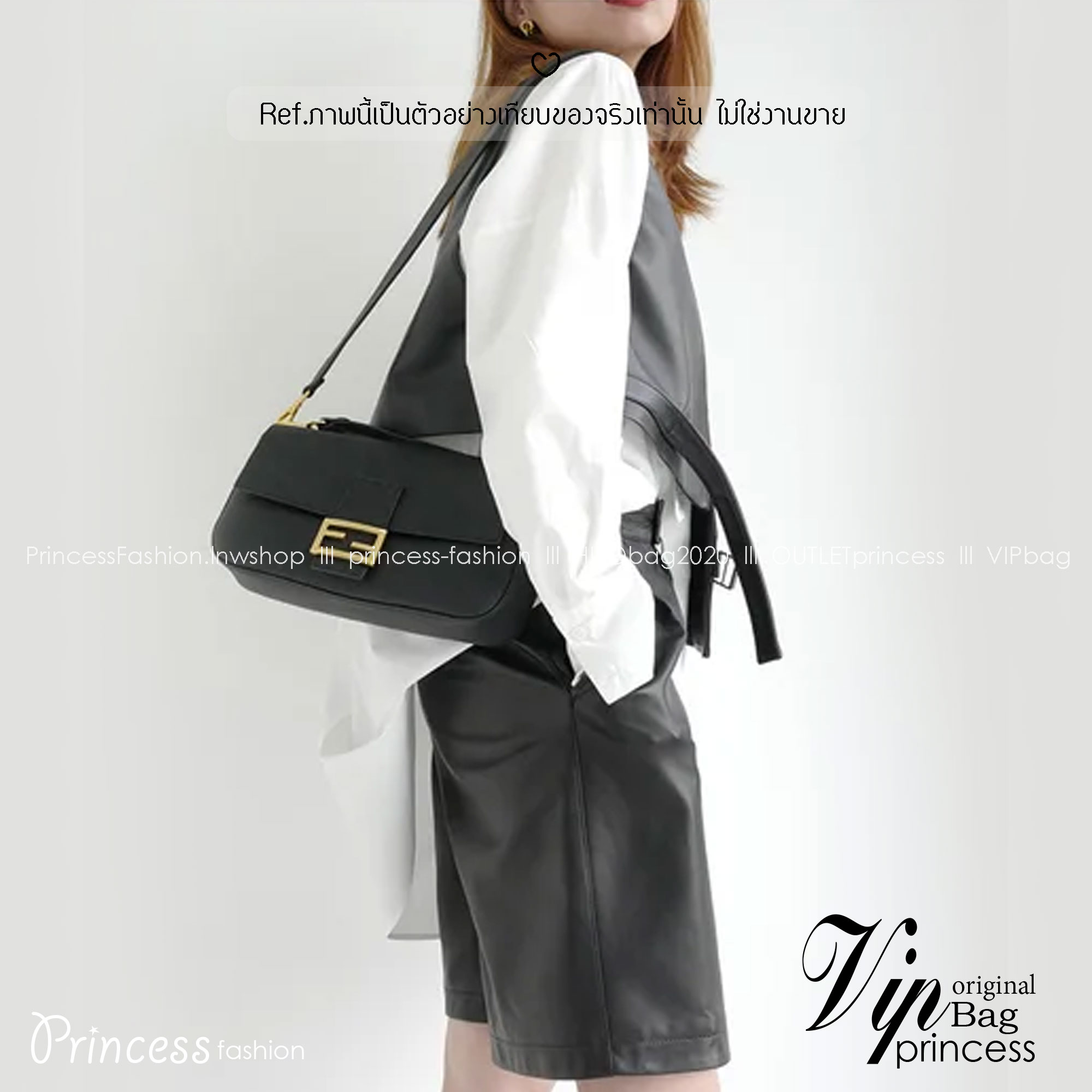 FENDI Baguette Leather Bag กระเป๋าสะพายทรงแบคเกตต์ หนังเรียบสวย อีกหนึ่งรุ่นใหม่ ปังไม่ไหวจ้าแม่!! เรียบหรูและคลาสสิคในตัว มาพร้อมสาย 2 แบบ สำหรับคล้องแขน และสายครอสบอดี้