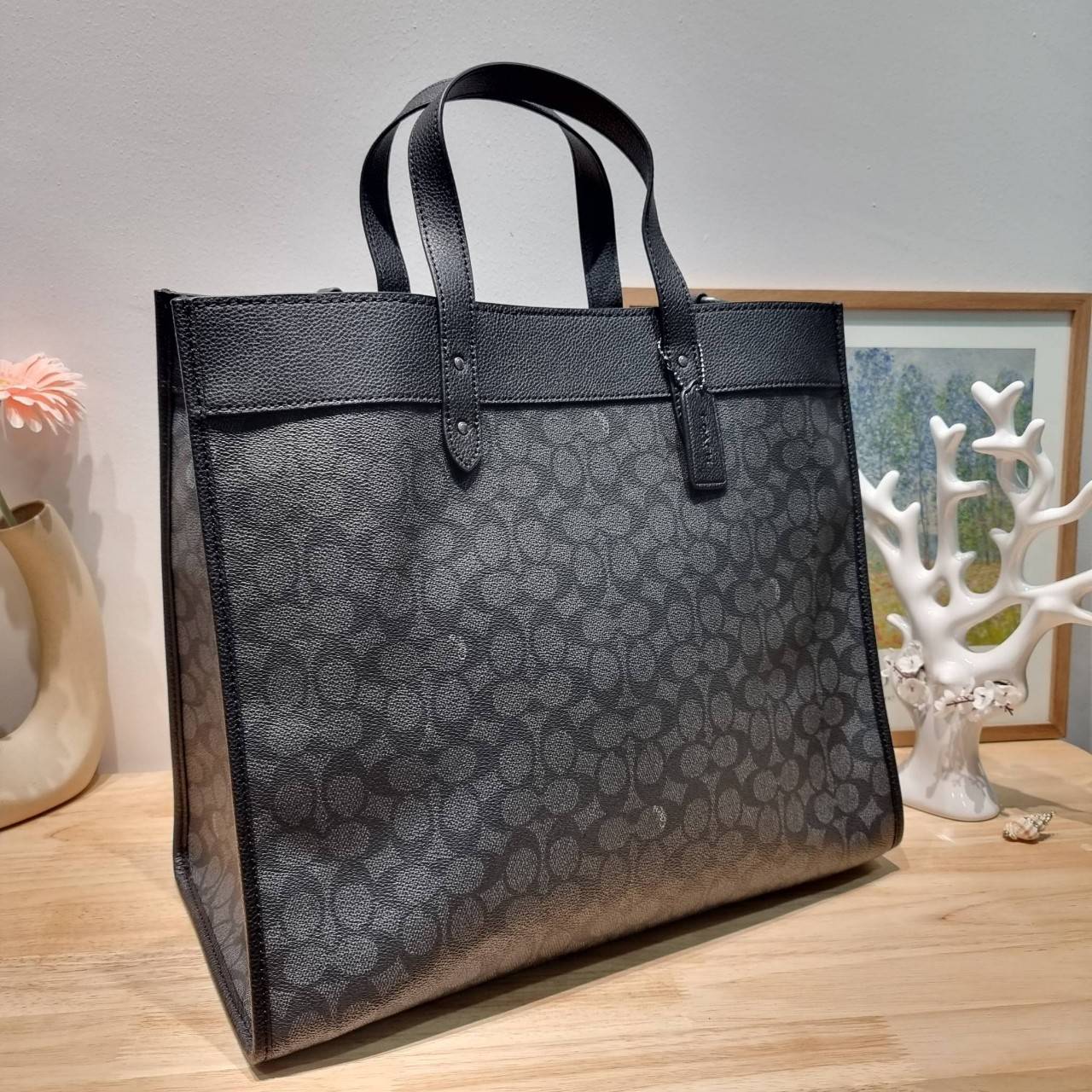 COACH FIELD TOTE IN SIGNATURE CANVAS C7674 กระเป๋าทรงโท้ท ไซส์ใหญ่ภายในโล่งกว้าง เกรดท็อปออริ เกรดดีสุด สลับแท้ 1:1