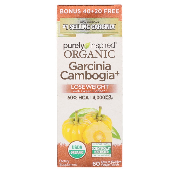 ส่งฟรีลงทะเบียนมีพร้อมส่งค่ะ Purely Inspired Organic Garcinia Cambogia + 60 Easy-to-Swallow Veggie Tablets