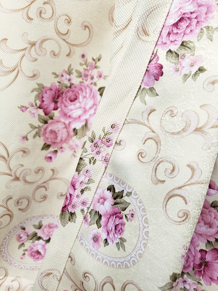 ผ้าม่าน ก.130*ส.180ซม./ผืน รุ่นVintage สีครีมชมพู