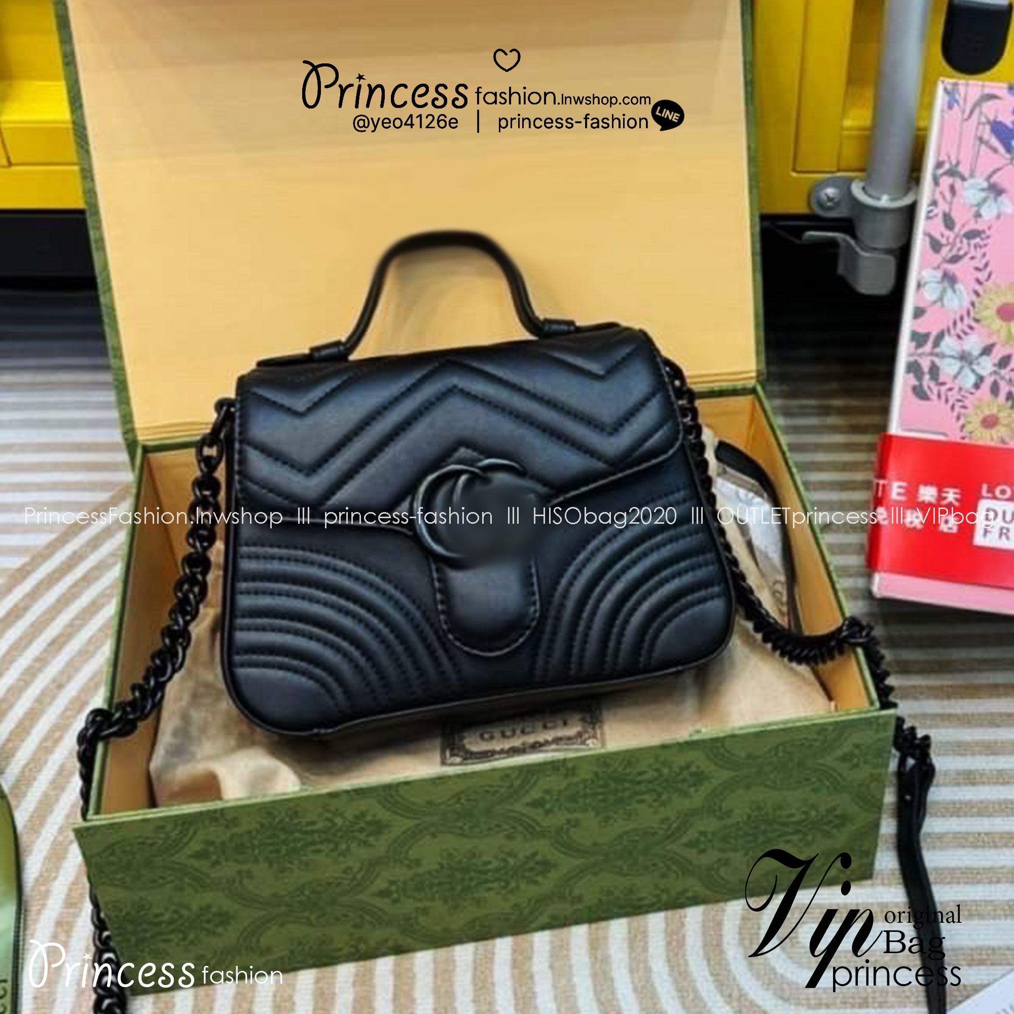 GUCCI GG Marmont mini top handle bag กระเป๋าสะพายข้างรุ่นคลาสสิค ดีไซน์ใหม่พร้อมหูจับในตัว ใช้งานง่าย สายสะพายยาวถอดได้ ถือออกงานก็ปัง
