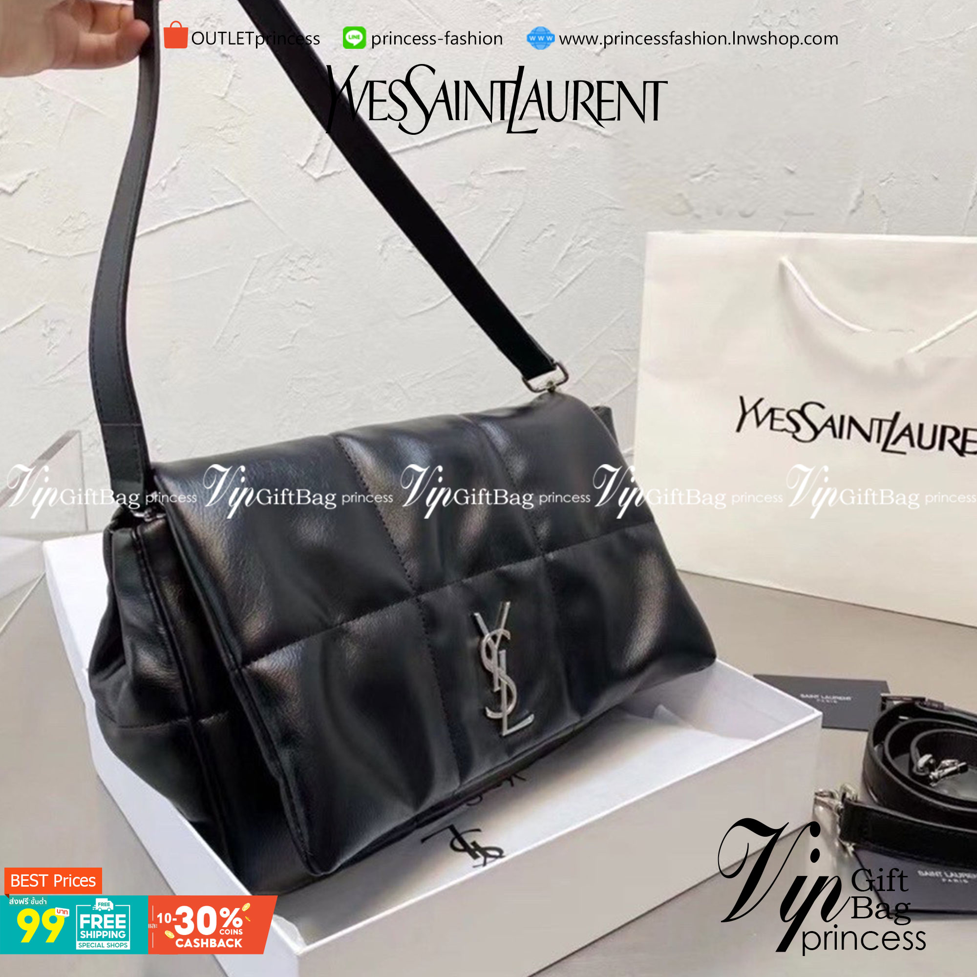 VIP 】YSL Saint Laurent Shoulder Bag กระเป๋าสะพาย เปิดหน้าอะไหล่เงิน ด้านในโล่งกว้าง จุของได้เยอะพอควร สินค้ามาใหม่ เป็นอีกหนึ่งใบที่ร้านแนะนำค่ะ ..!!