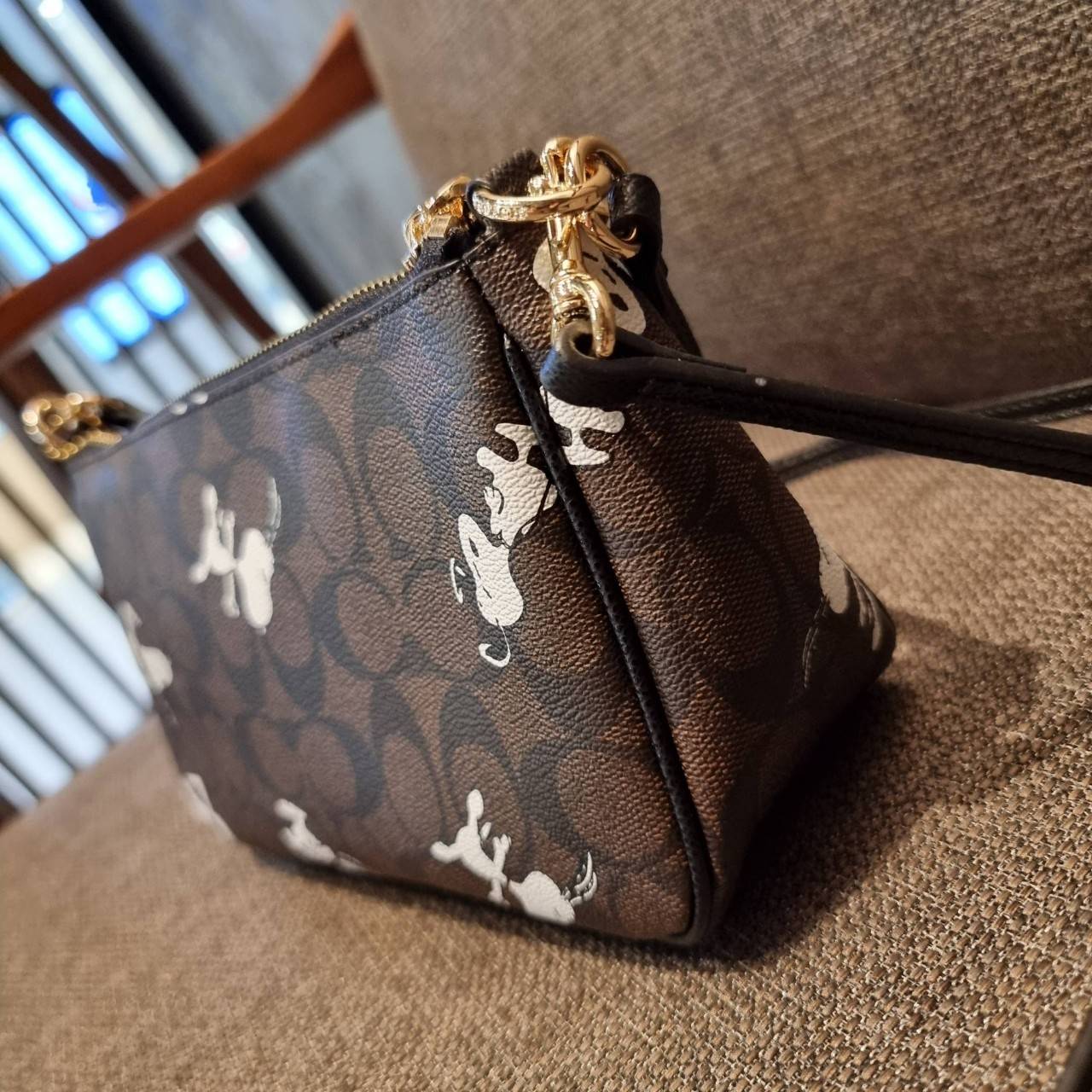 COACH F36674 TOP HANDLE POUCH IN SIGNATURE WITH SNOOPY PRINT คอลเลคชั่นใหม่ ในสไตล์พอช มาให้ช้อปก่อนใครในไทยจ้า น่ารักน่าใช้ไปอีกกับกระเป๋าสะพายทรงฮิตตลอดกาล ด้วยดีไซน์ที่ออกมาให้ใช้งานได้ง่าย ขนาดกำลังเหมาะ วัสดุแคนวาสทนทาน ดีไปหมดขนาดนี้!! คุณลูกค้าถึงส