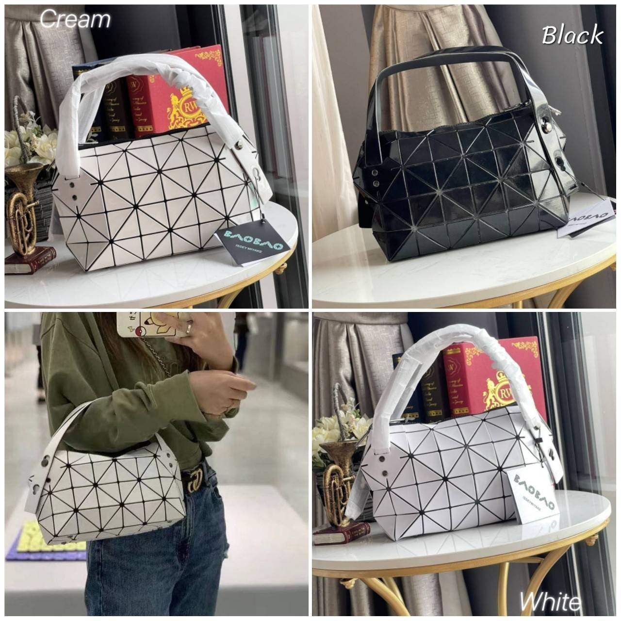 BaoBao Issey Miyake Small Boston Bag กระเป๋าบอสตันที่มีดีไซน์สปอร์ต มีช่องซิปที่ทำให้หยิบสิ่งของออกมาได้ง่ายแล้ว แบบกว้างที่ด้านล่างของกระเป๋ายังให้ความจุที่ยอดเยี่ยม