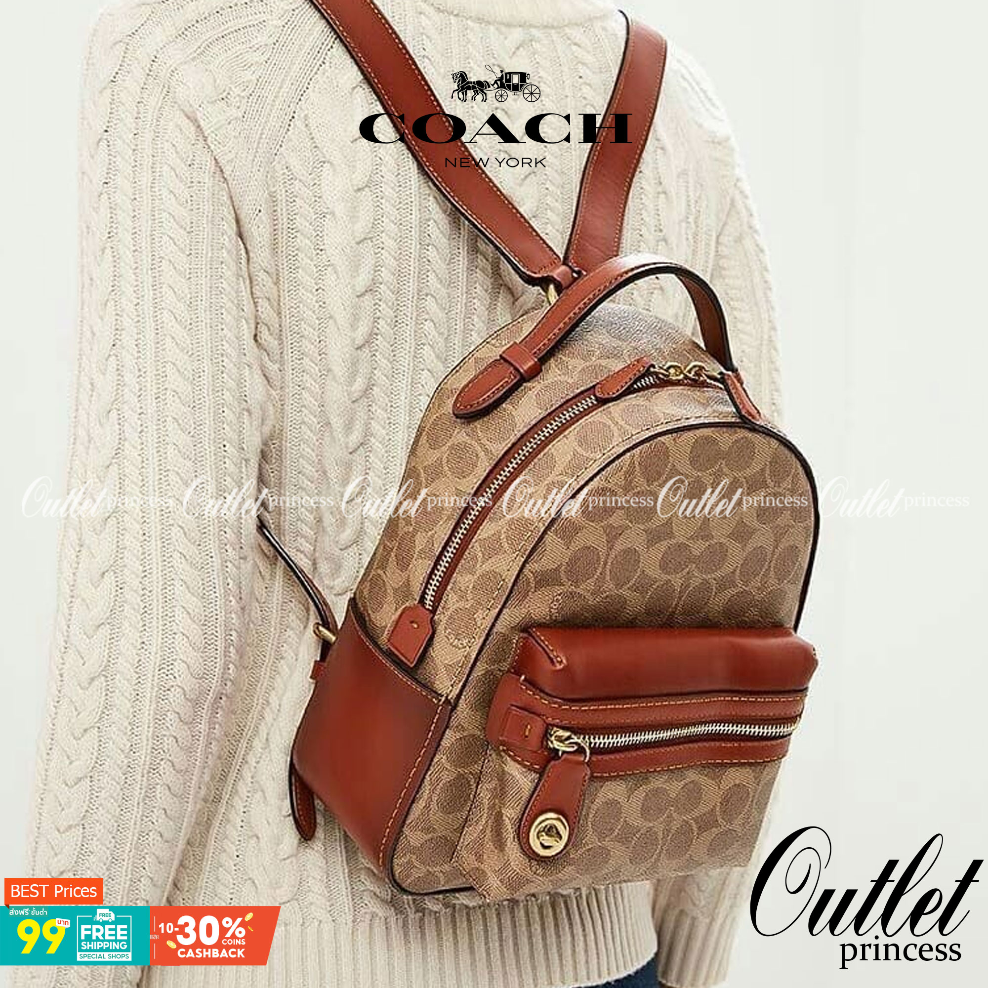 Coach Campus Backpack In Signature (Small) สาว ๆ คนไหนที่ชอบพกของเยอะและต้องการกระเป๋าที่ให้ความคล่องตัว ทะมัดทะแมง ใบนี้แนะนำเลยคะ ขนาดกำลังดี มีความหรูหราตามสไตล์ของ Coach ด้วยผ้าแคนวาสพิมพ์ลายเอกลักษณ์ของแบรนด์ มาพร้อมกับช่องซิปด้านหน้า เหมาะสำหรับจัดเ