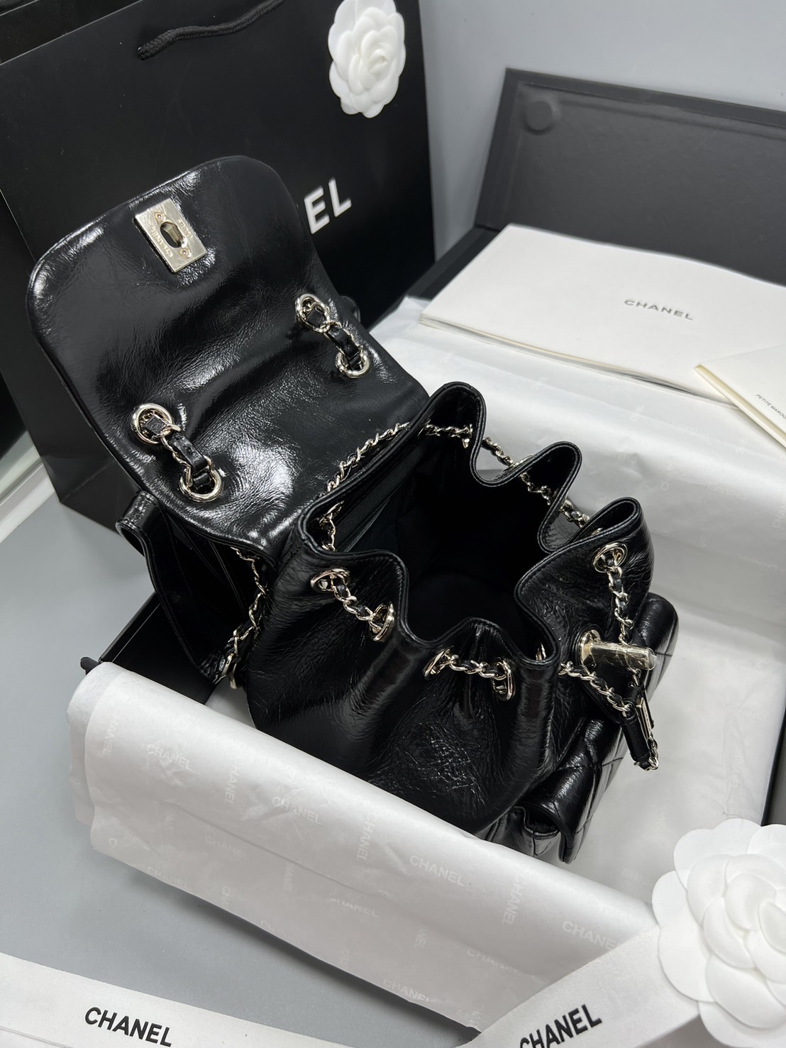 CHANEL MINI DUMA BACKPACK BLACK กระเป๋าเป้ไซส์มินิ รุ่นยอดนิยม เกรดออริ ท็อป สลับแท้ 1:1 ผ่านทุก ตม ใช้งานต่างประเทศได้