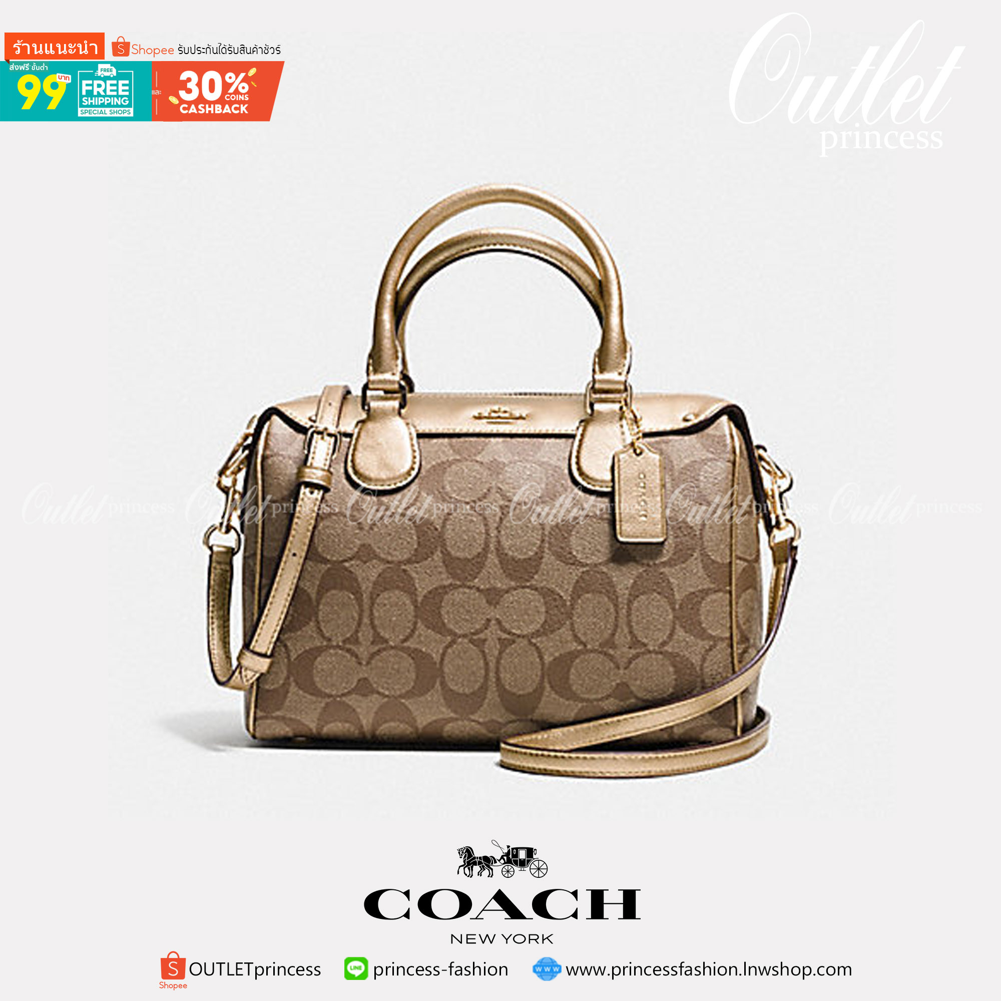 ของแท้ 💯% COACH MINI BENNETT SATCHEL IN SIGNATURE (COACH F36702) IMITATION GOLD สีทองเข้าใหม่ ดูแพงมากสวยหรูมาก สีนี้ในช็อปราคาพุ่งมากนะคะ เรายังขายราคาเดิมเท่าสีอื่น ^^ ควรมีมากๆ ค่า