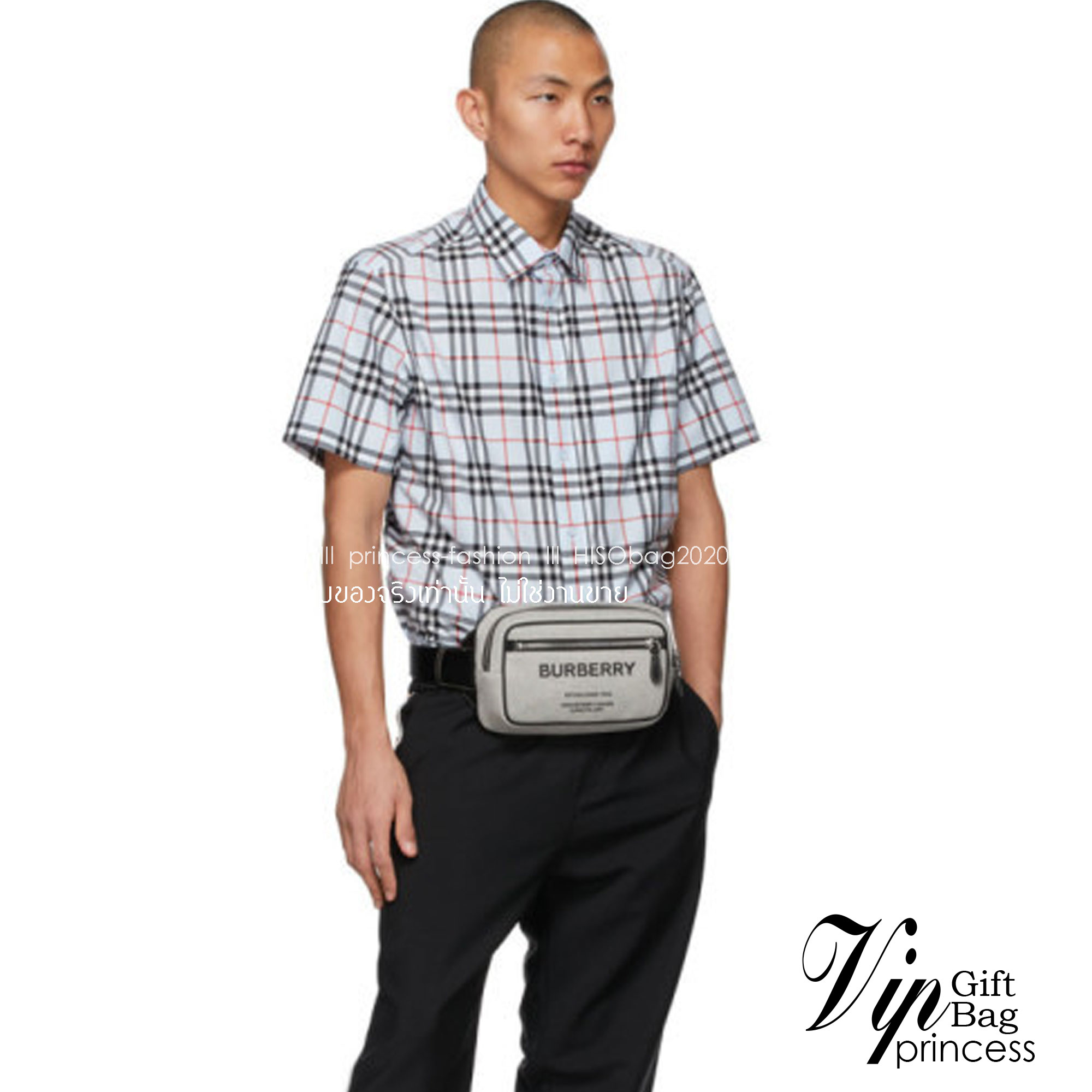 Burberry Canvas 'Horseferry' Bum Bag / BURBERRY CANVAS BELT BAG กระเป๋าทรงคาดอก คาดเอว อีกคอลเลคชั่นที่สามารถใช้ได้แบบ UNISEX วัสดุผ้าแคนวาสธรรมชาติ สกรีนโลโก้สีดำรอบใบ