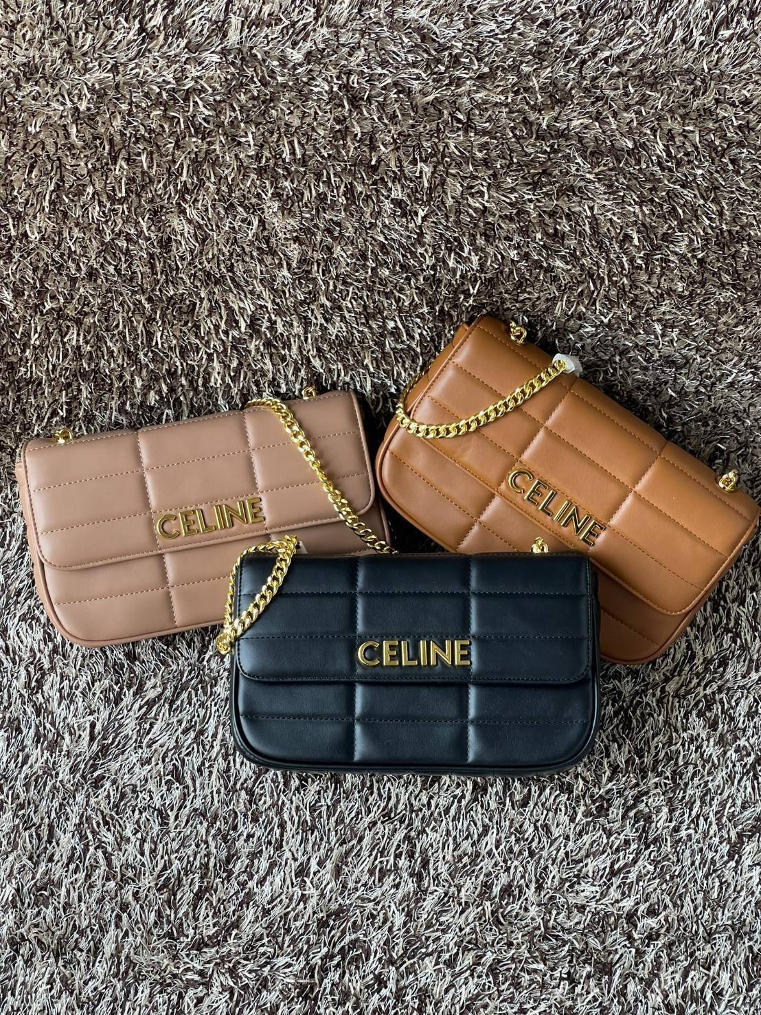 CELINE CHAIN SHOULDER BAG MATELASSE MONOCHROME CELINE in Quilted Goatskin กระเป๋าเทรนด์กระเป๋าสุดฮอตแต่ยังคงความคลาสสิก