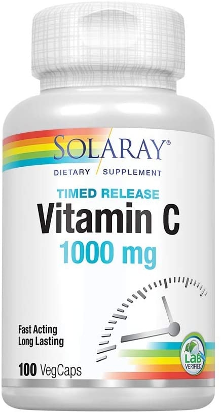 ส่งฟรีลงทะเบียนมีพร้อมส่งค่ะ Solaray Timed-Release Vitamin C 1,000 mg 100 Vegcaps