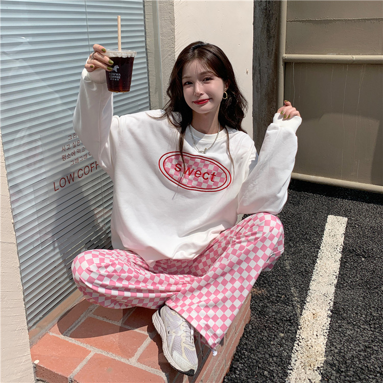 พร้อมส่ง 🍇🐙 Swet trouser pants กางเกงลายตารางสุดหวายแว๋ว (IN35593)