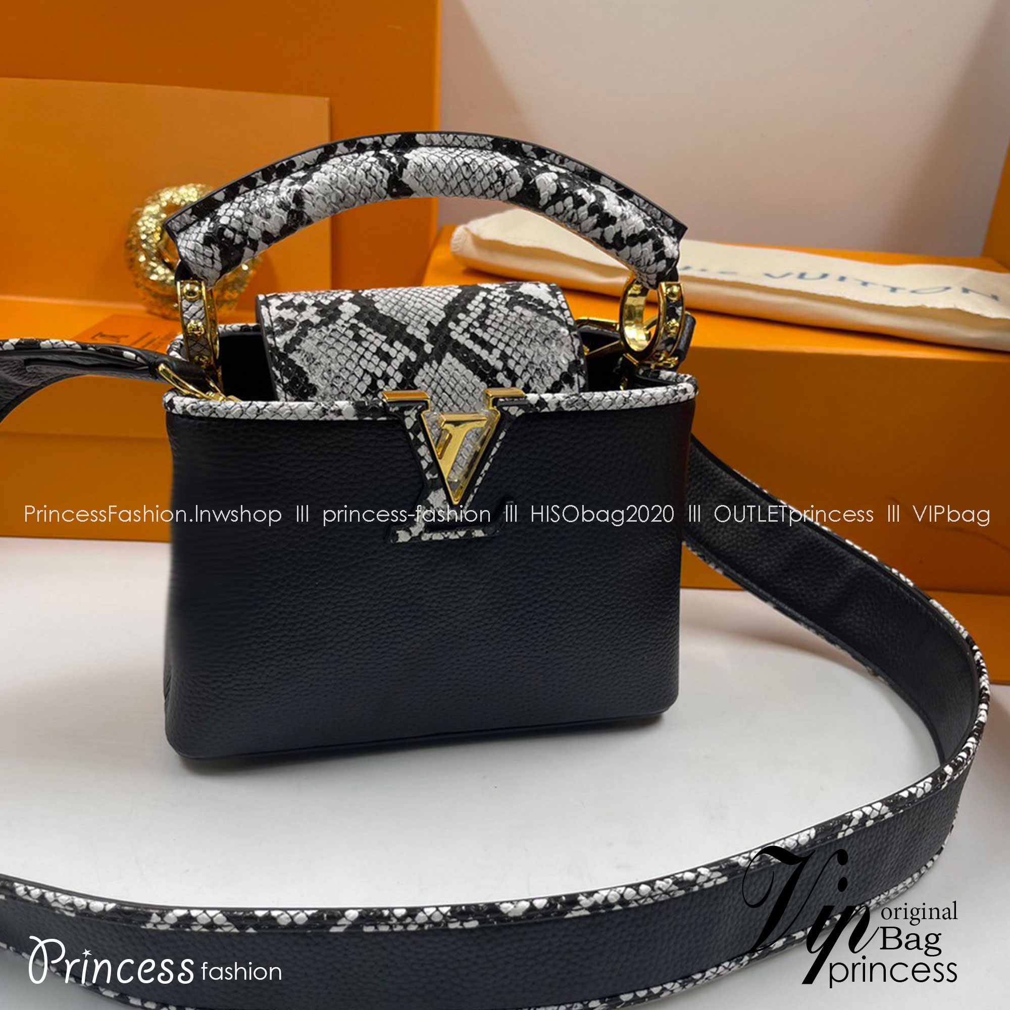 LV BB Capucines Python Handbags / LV Capucines BB Taurillon Leather 20cm พร้อมส่ง 6 สี **สินค้าเกรดออริจินอล 1:1 สลับแท้ ใช้งานต่างประเทศได้