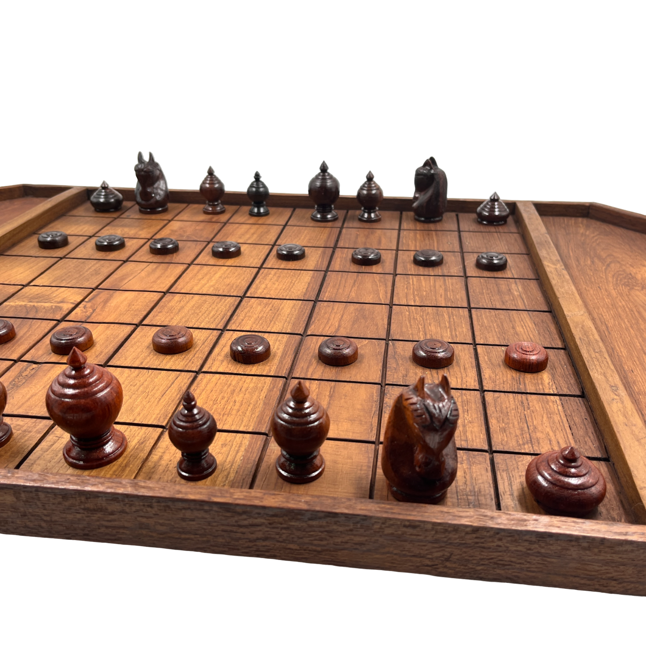 ชุดหมากรุกไทยกระดานไม้ช่อง 5.5x5.5ซม..พร้อมตัวหมากชุดพลราม