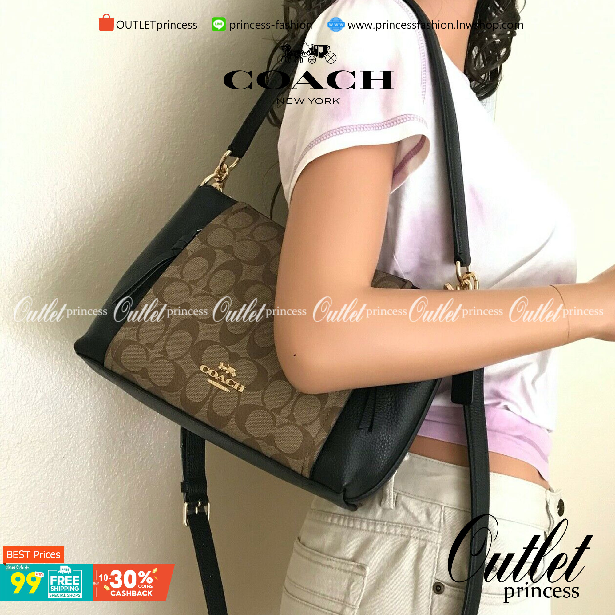 COACH SMALL MARLON SHOULDER BAG ((1600//1597)) 🌈พร้อมส่งที่ไทยอีกครั้ง ตามคำเรียกร้อง ห้ามพลาด! กระเป๋าหิ้ว//คล้องไหล่//สะพายข้างได้ หนังแท้ ทรงสวยมากค่ะ ด้านหน้ามีช่องซิปซ่อนแบบหนังห้อยให้2ช่อง ใส่ของจุกจิกค่ะ เปิดปิดกระเป๋าแบบซิป ภายในกว้างใส่ขอ