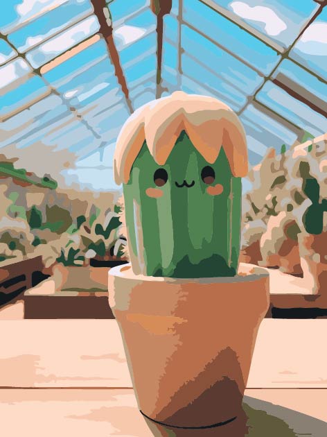 RE005 ภาพระบายสีตามตัวเลข "แคคตัสอารมณ์ดี"