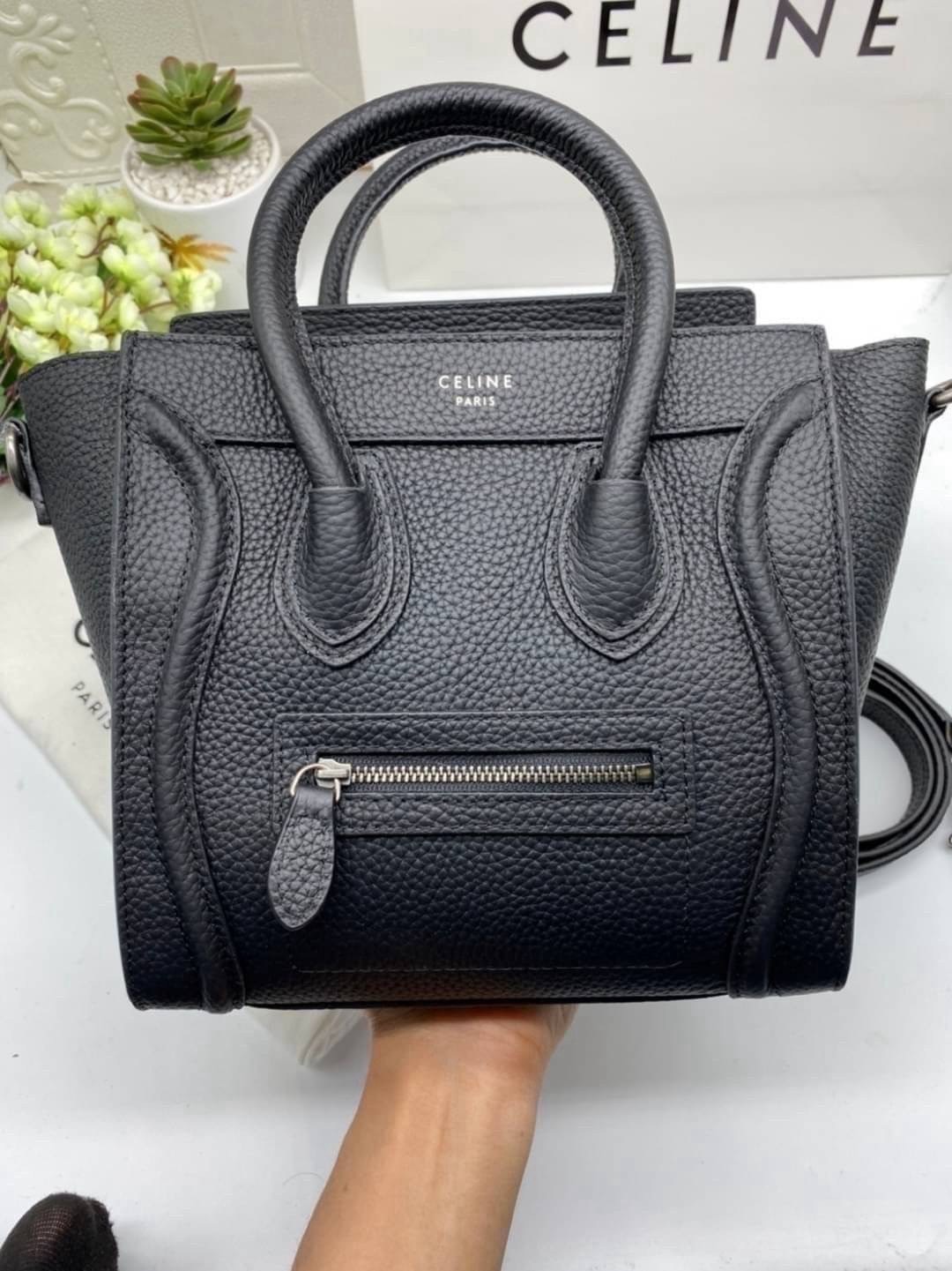 ORI หนังแท้ | Celine Luggage Tote Nano Bag20cm กระเป๋าสะพายทรงโท้ท ดีไซน์เป็นเอกลักษณ์ เรียบหรูดูแพง