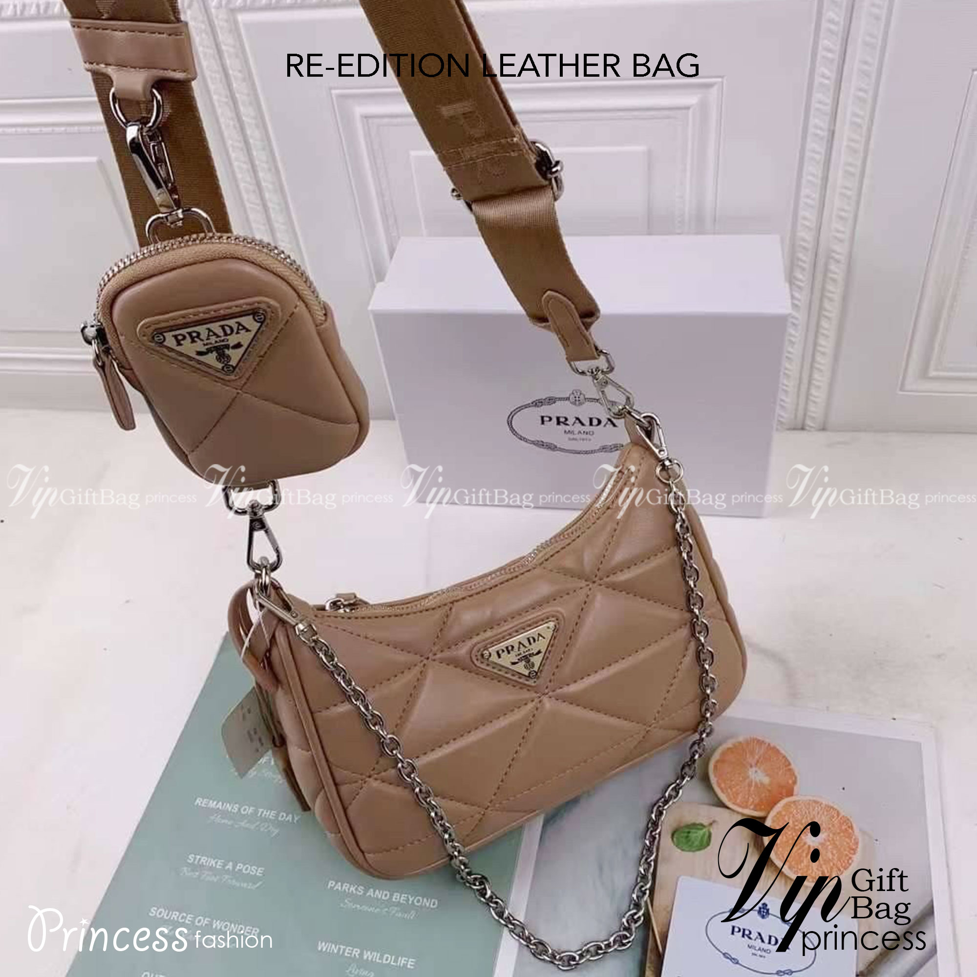 PRADA RE-EDITION LEATHER BAG กระเป๋าสะพายงานหนังซอฟ ไอเท็มสุดปัง ที่ฮิตตลอดกาลไม่ว่าจะปีไหนๆ จัดให้ครบทั้งสีขายดีและสีใหม่ล่าสุด ที่สายคุณหนูห้ามพลาด!!