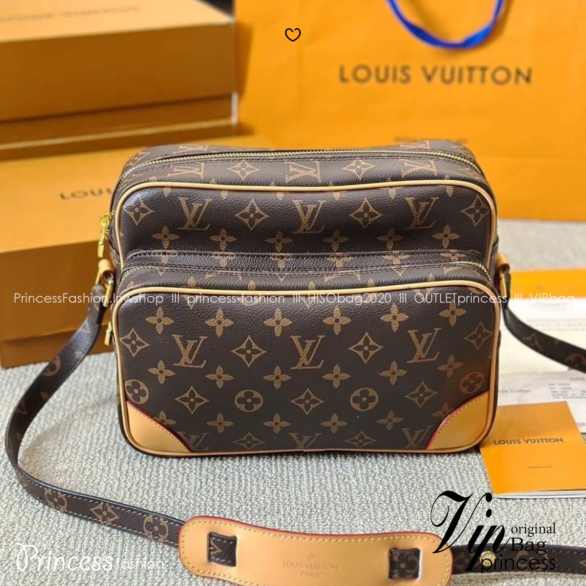 LV Nile Crossbody Monogram Canvas Bag กระเป๋าทรงแมสเซ็นเจอร์วินเทจใบใหญ่ unisex bag ใช้ได้ทั้งชายหญิง จุของได้เยอะ พิมพ์ลายโมโนแกรมคมชัดสวยงาม