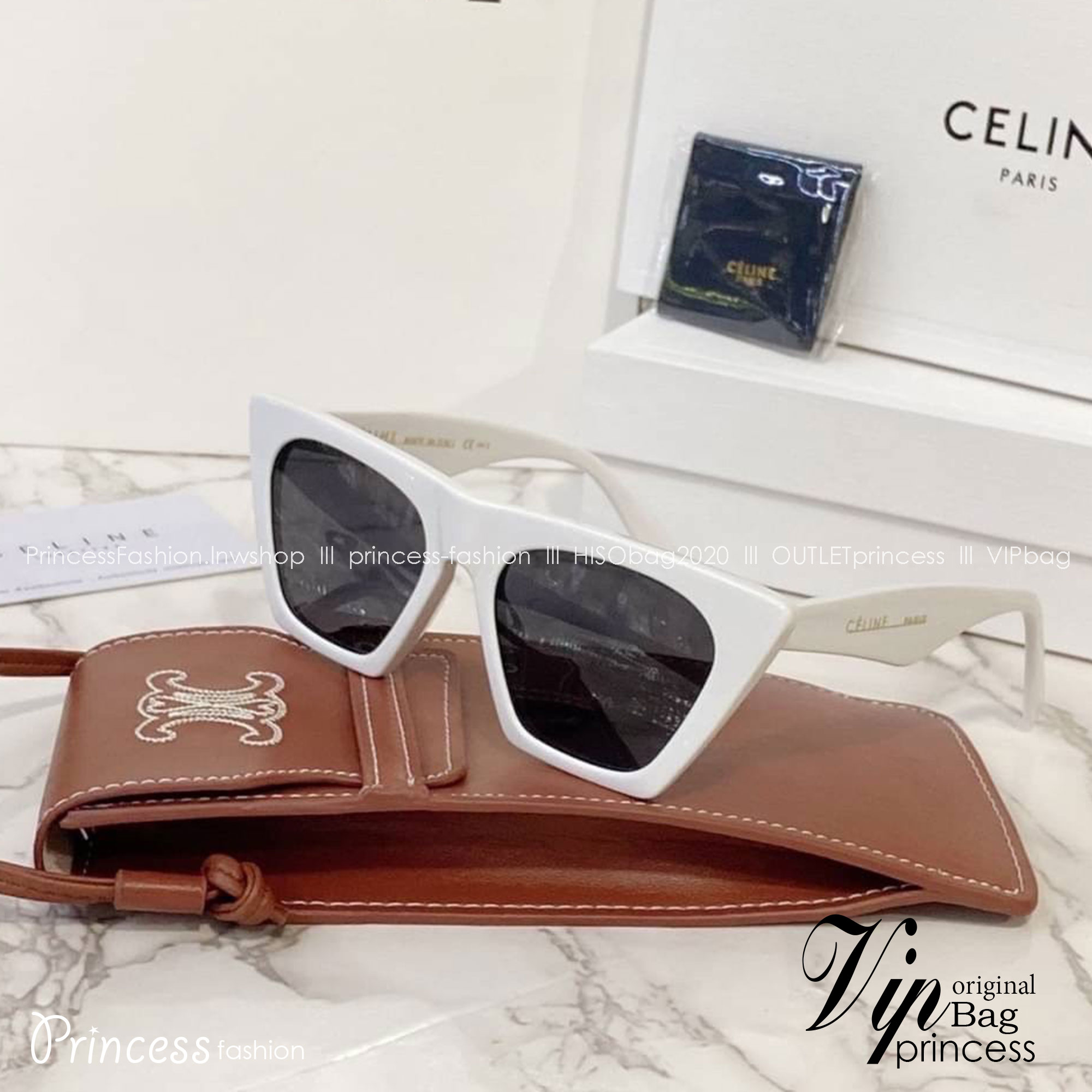 แว่นตาลิซ่า Celine Sunglass เกรดท็อปออริ 1:1 สลับแท้ เกรดดีสุด ใช้งานต่างประเทศได้ มาพร้อมกระเป๋าใส่แว่นปักลายซีลีน ภาพถ่ายจากงานขายจริง