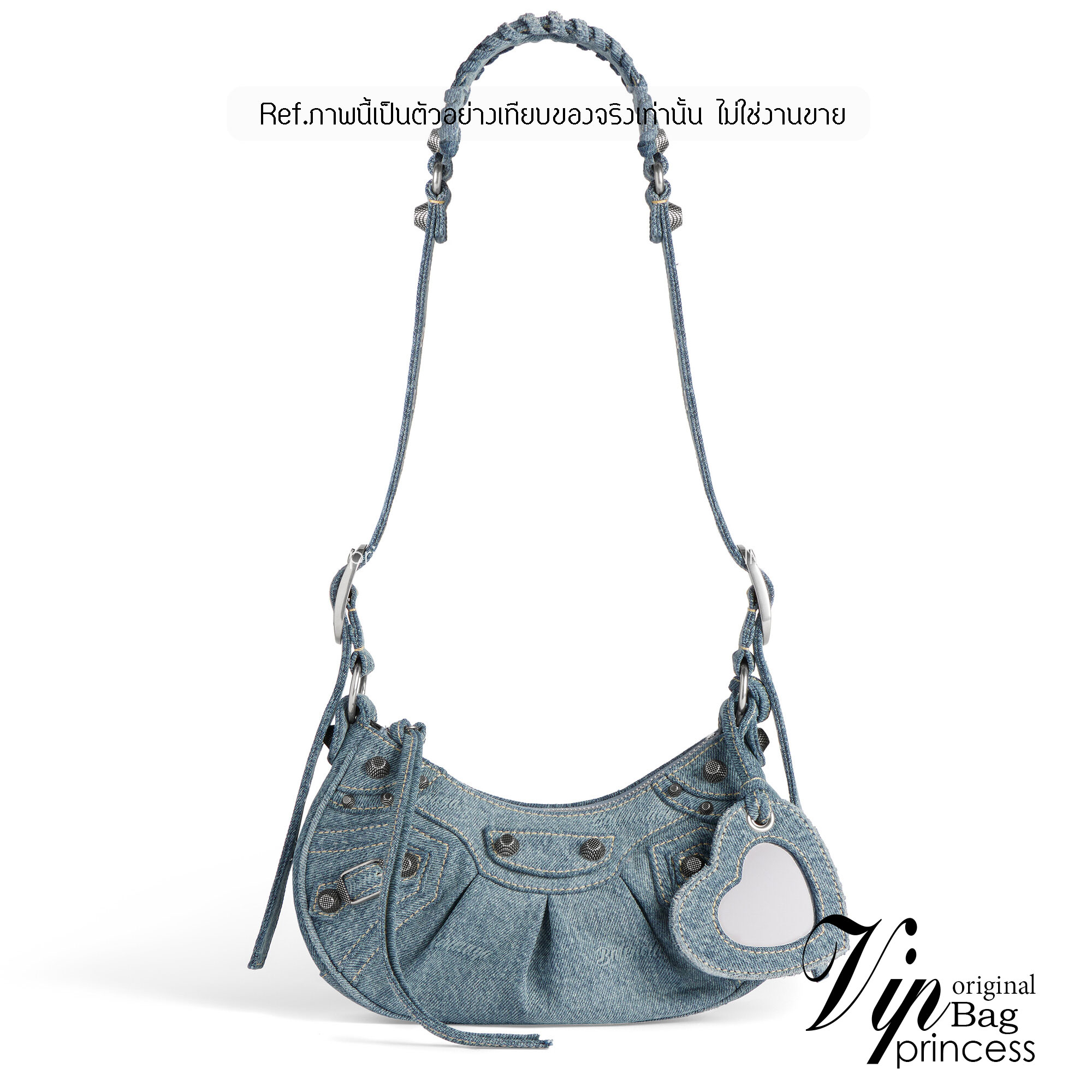 Balenciaga LE CAGOLE XS SHOULDER BAG GIRLY ALLOVER DENIM IN BLUE กระเป๋าสะพายรุ่นยอดนิยม สวยเท่ เกรดออริ 1:1 สลับแท้ ใช้งานต่างประเทศได้