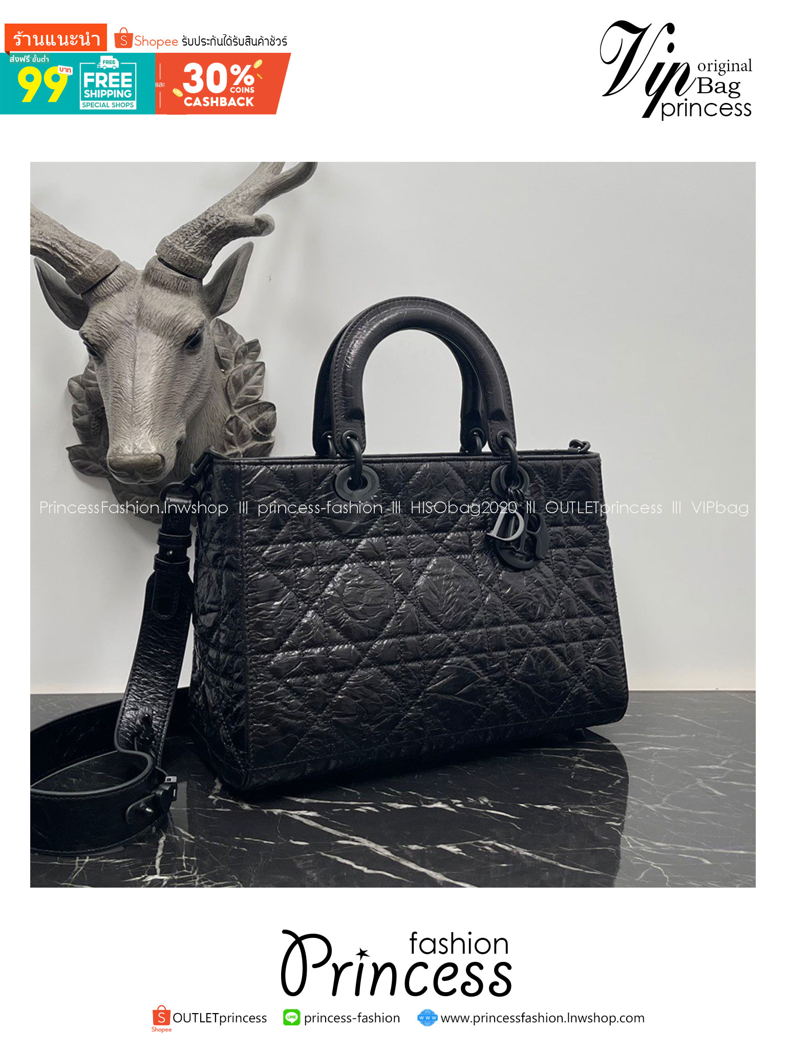 Medium Lady D-Sire My ABCDior Bag Black Macrocannage กระเป๋าสะพายดิ-ออร์ รุ่นใหม่ งานหนังสวยมาก เกรดวีไอพี ท็อปออริจินอล สลับแท้ 1:1 เกรดดีสุด