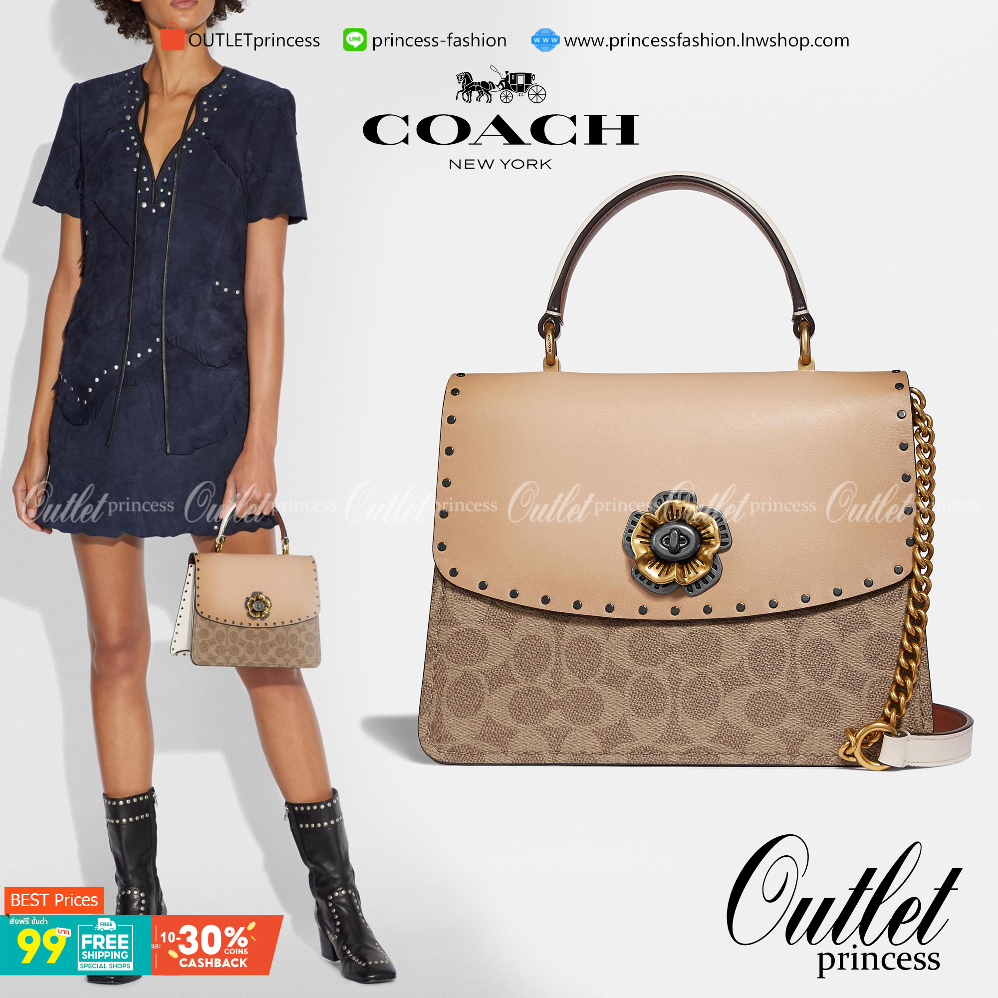 Coach Parker Top Handle In Signature Canvas With Rivet สินค้าใหม่ทรงน่ารัก ใช้แล้วดูแพงมากกก มีช่องใส่ขนาดกว้าง ใส่ของได้จำนวนมาก แถมยังสามารถถือเก๋ๆ แบบคุณนาย หรือสะพายเป็น crossbody ก็ได้ โดดเด่นด้วยลายsignature coach ใครยังไม่มีห้ามพลาดดดเลยนะ ของสวยจร