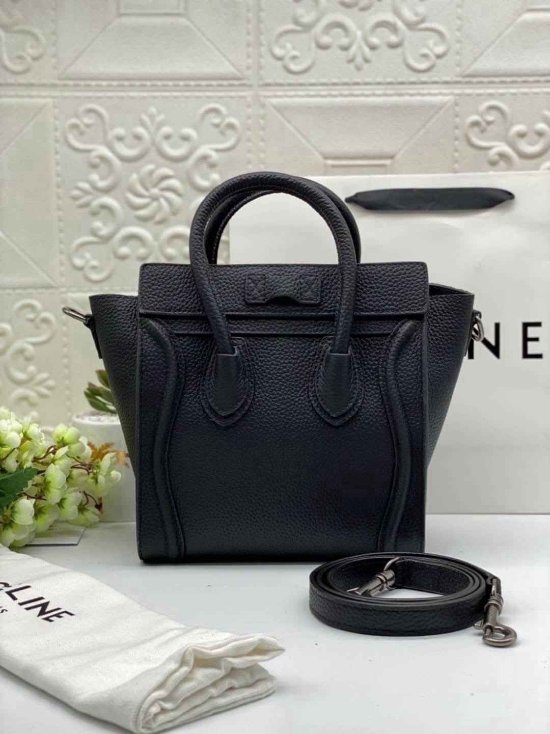 ORI หนังแท้ | Celine Luggage Tote Nano Bag20cm กระเป๋าสะพายทรงโท้ท ดีไซน์เป็นเอกลักษณ์ เรียบหรูดูแพง