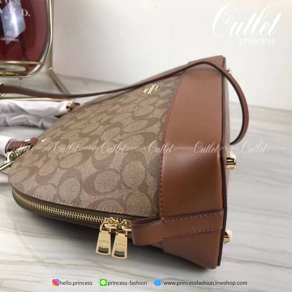 Coach ทรงโดมใหญ่ size 13” SIERRA SATCHEL IN SIGNATURE COACH IMITATION GOLD/BROWN