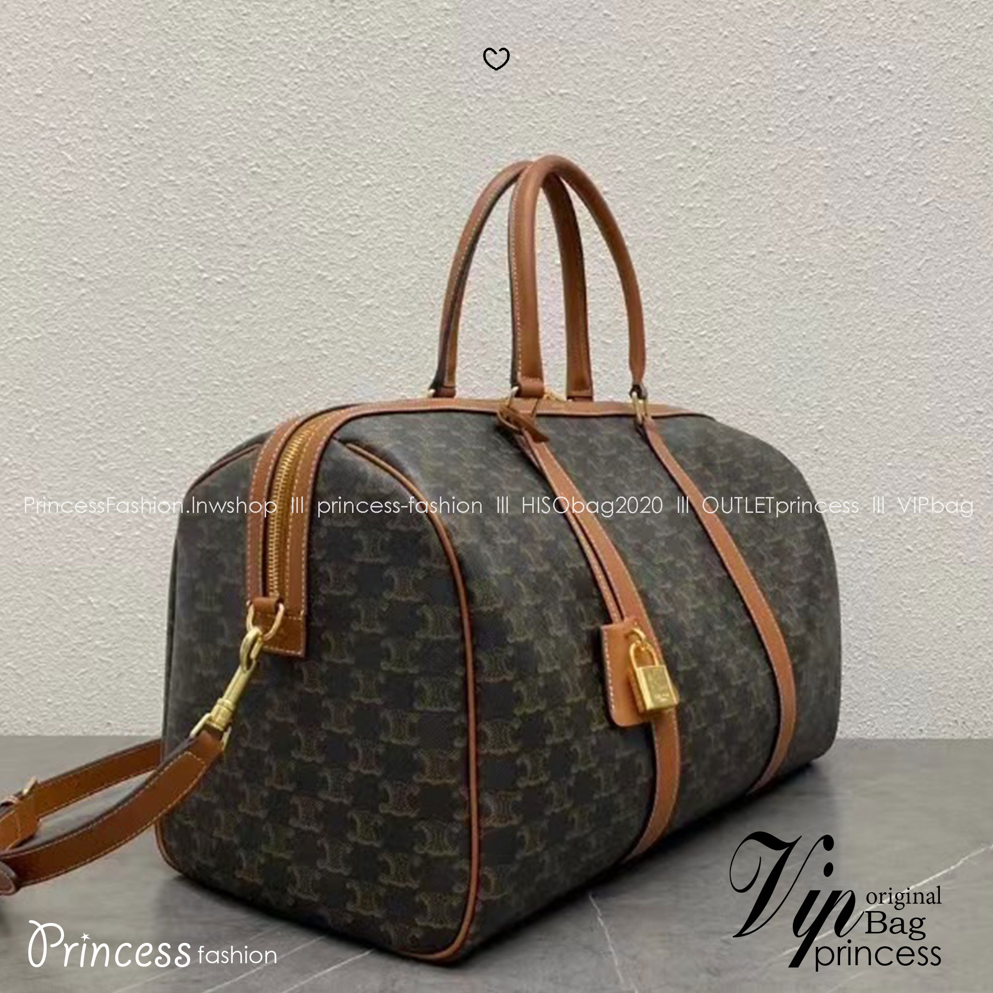 ORI หนังแท้ | CELINE Large Travel Bag IN Triomphe Canvas and Leather กระเป๋าสะพายสไตล์เดินทาง keepall ใบใหญ่จุสัมภาระได้เยอะ หนังขึ้นลาย Signature สวยหรูสุดคลาสสิค ดีไซน์ไม่มีเอ้าท์