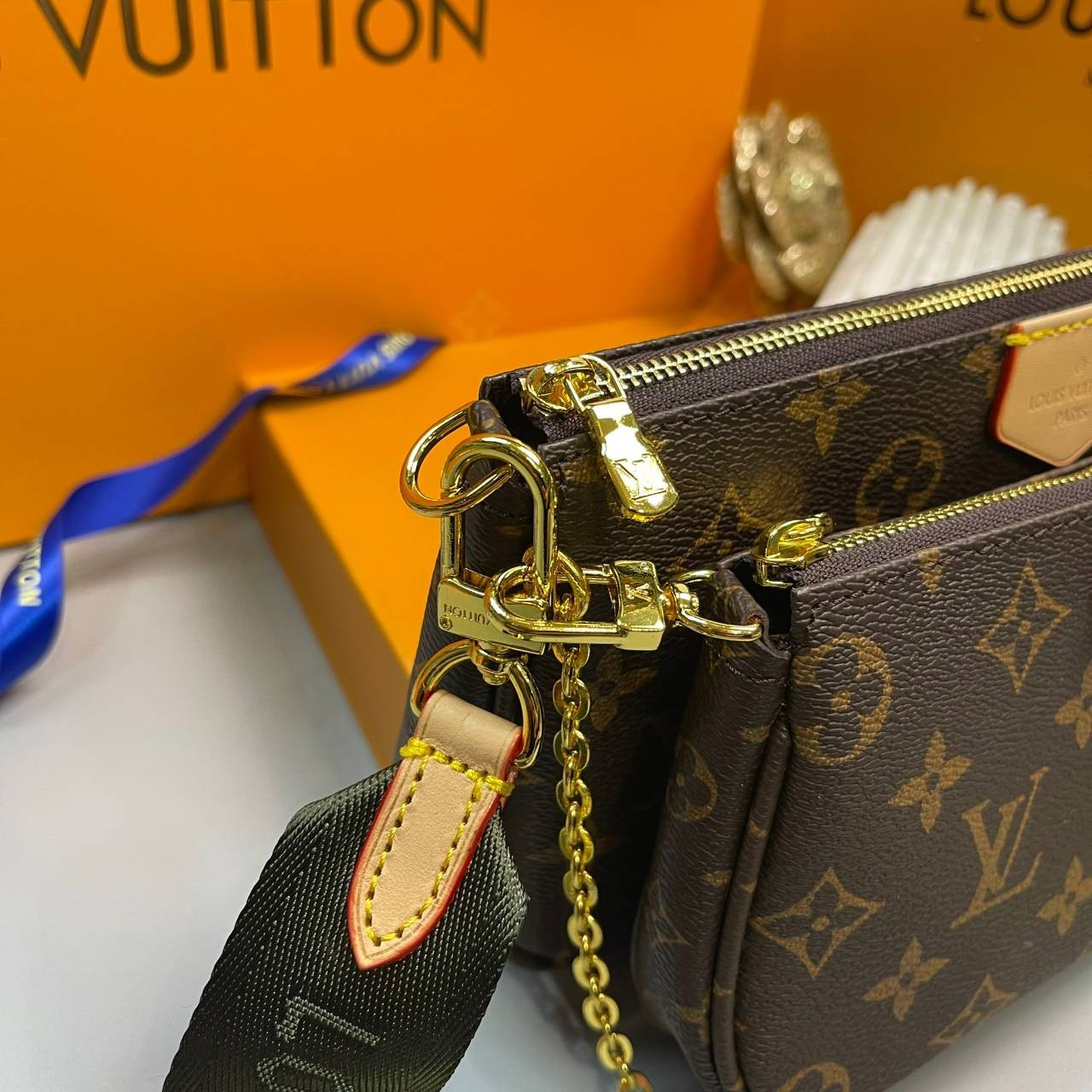 หนังแท้ LOUIS VUITTON MULTI-POCHETTE ACCESSOIRES Monogram 3in1 พร้อมส่งที่ไทย เกรดใช้งานต่างประเทศได้