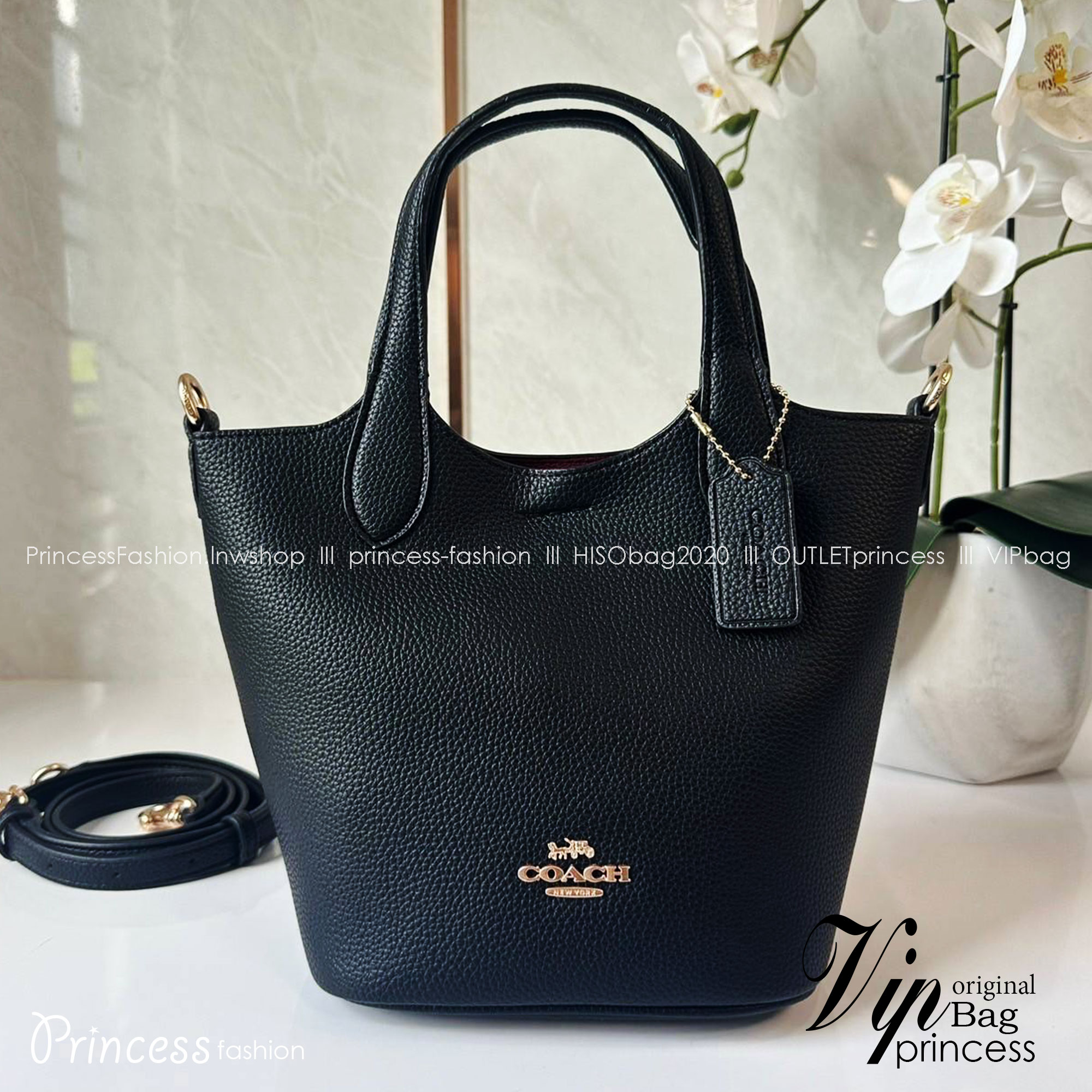 พร้อมส่ง 5 สี COACH HANNA BUCKET BAG กระเป๋าถือ/สะพายข้างทรงบักเก็ตรุ่นใหม่ดีไซน์เก๋น่ารัก เกรดท็อปออริ เกรดดีสุด สลับแท้ 1:1 ใช้ต่างประเทศได้