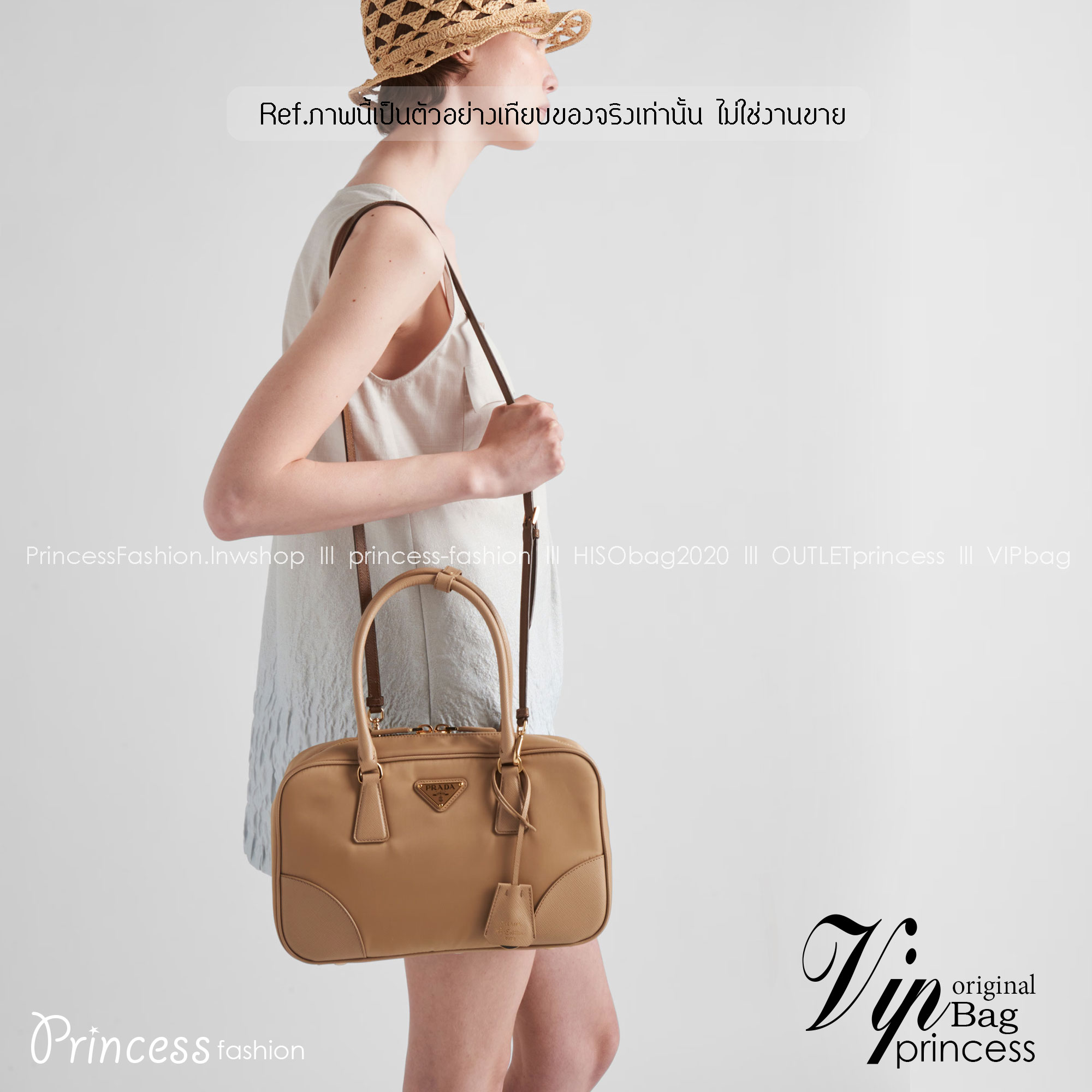 Prada Re-Edition 1978 large Re-Nylon and Saffiano leather two-handle bag 30cm กระเป๋าสะพายใบใหญ่เรียบหรู เกรดออริ สลับแท้ 1:1 ใช้งานต่างประเทศได้