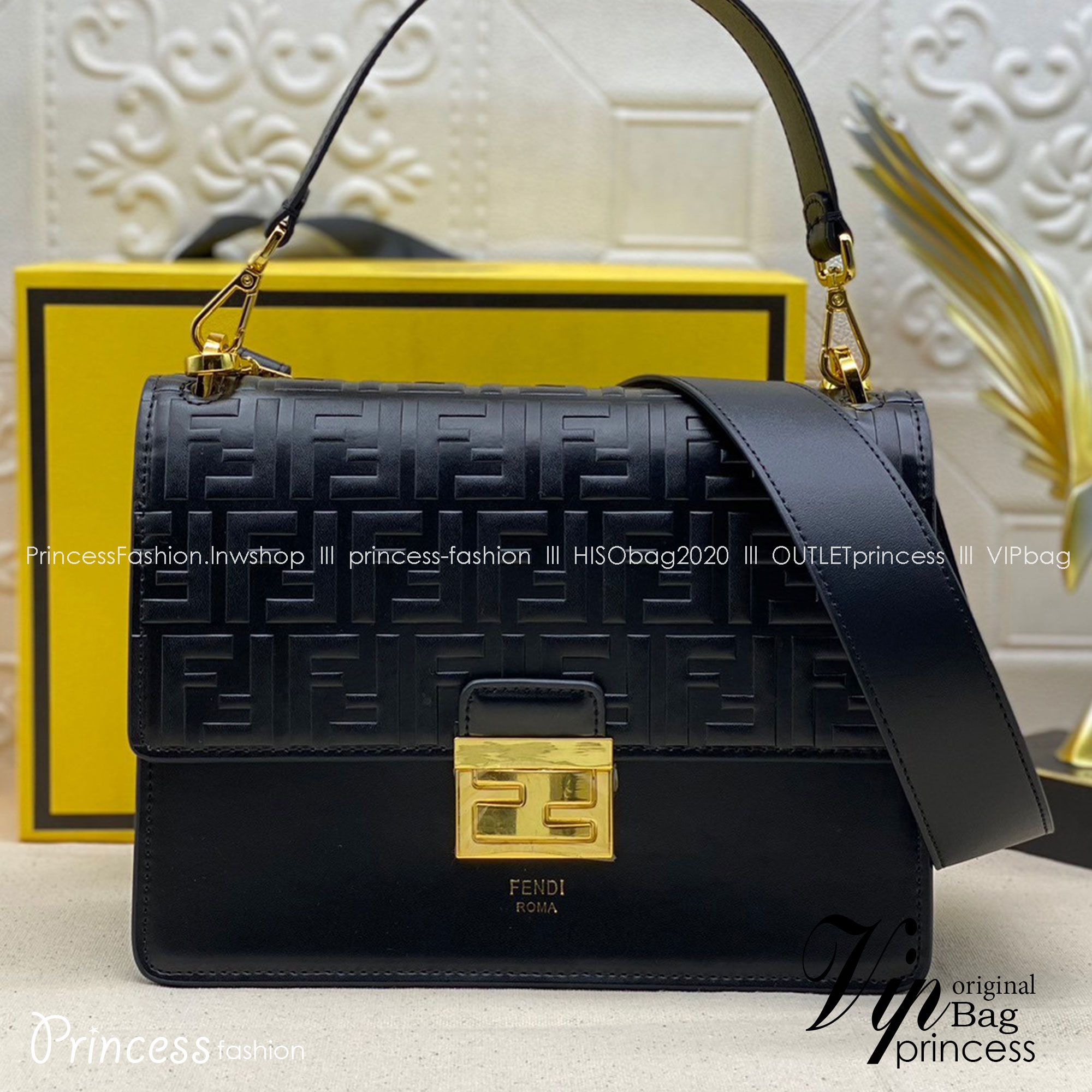 FENDI KAN leather bag เกรดออริจินอล สลับแท้ ด้วยสีและลวดลายคลาสสิกตามแบบแบรนด์ เข้าได้กับสาวๆ ทุกสไตล์ บ่งบอกความเป็น FF ได้อย่างสมบูรณ์แบบ