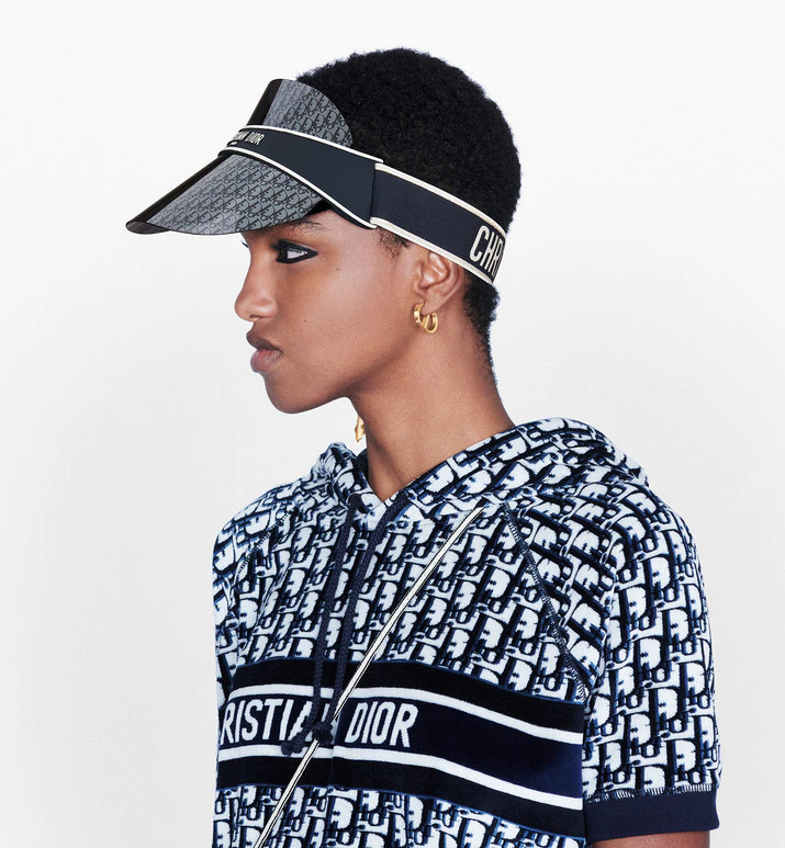 DiorClub V1U Blue Dior Oblique Visor / Dior Sun Visor Cap ภาพสินค้าถ่ายจากงานขายจริงใช้งานต่างประเทศได้
