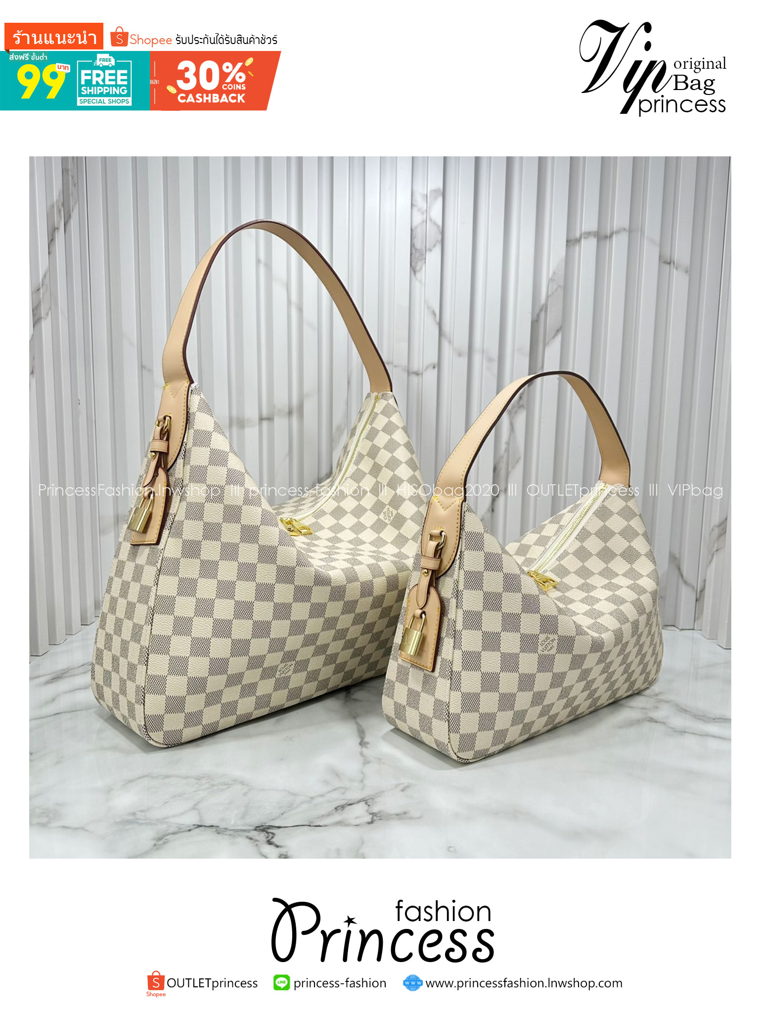 ORI หนังแท้ | LV Slouchy MM Damier Azur PM ใหม่ล่าสุด กระเป๋าโฮโบทรงสวยที่ใครๆก็ต้องมี ด้วยรูปทรงคลาสสิคและใช้งานง่าย สะพายสะดวกด้วยหูสะพายในตัว สวยดูลัคชู