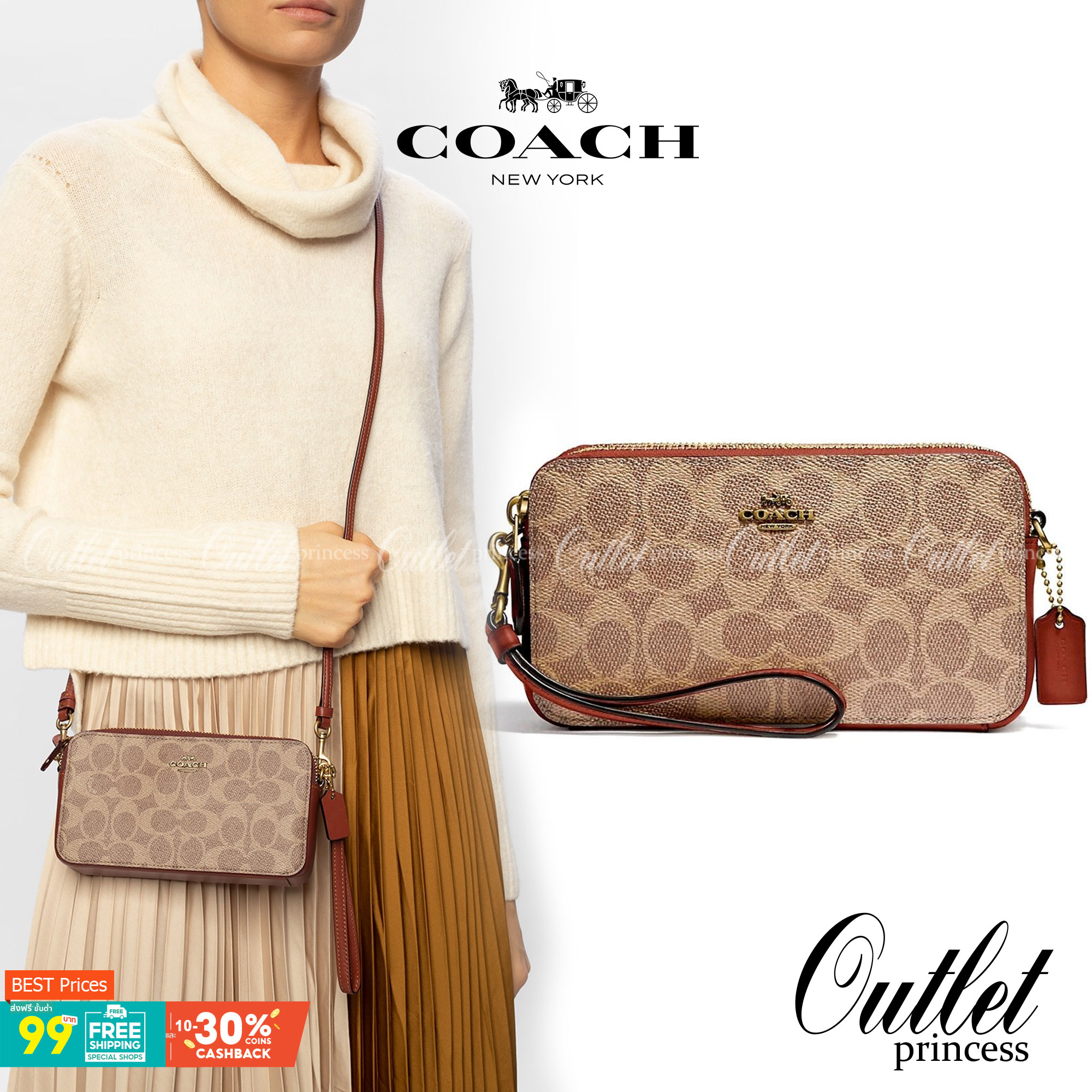 COACH KIRA CROSSBODY IN SIGNATURE CANVAS (COACH F89399)🍁เหมาะมือมาก หยิบใช้ง่ายสบายเลย🌈//รุ่นนี้ จะถือ จะคล้องมือ สะพายคลอสบอดี้ ได้หลายลุค จัดวางตามต้องการได้เลย // มีสายคล้องมือ และสายยาว สามารถถอดได้ทั้ง 2 สาย //เปิด-ปิดด้วยซิป มี2 ช่อง