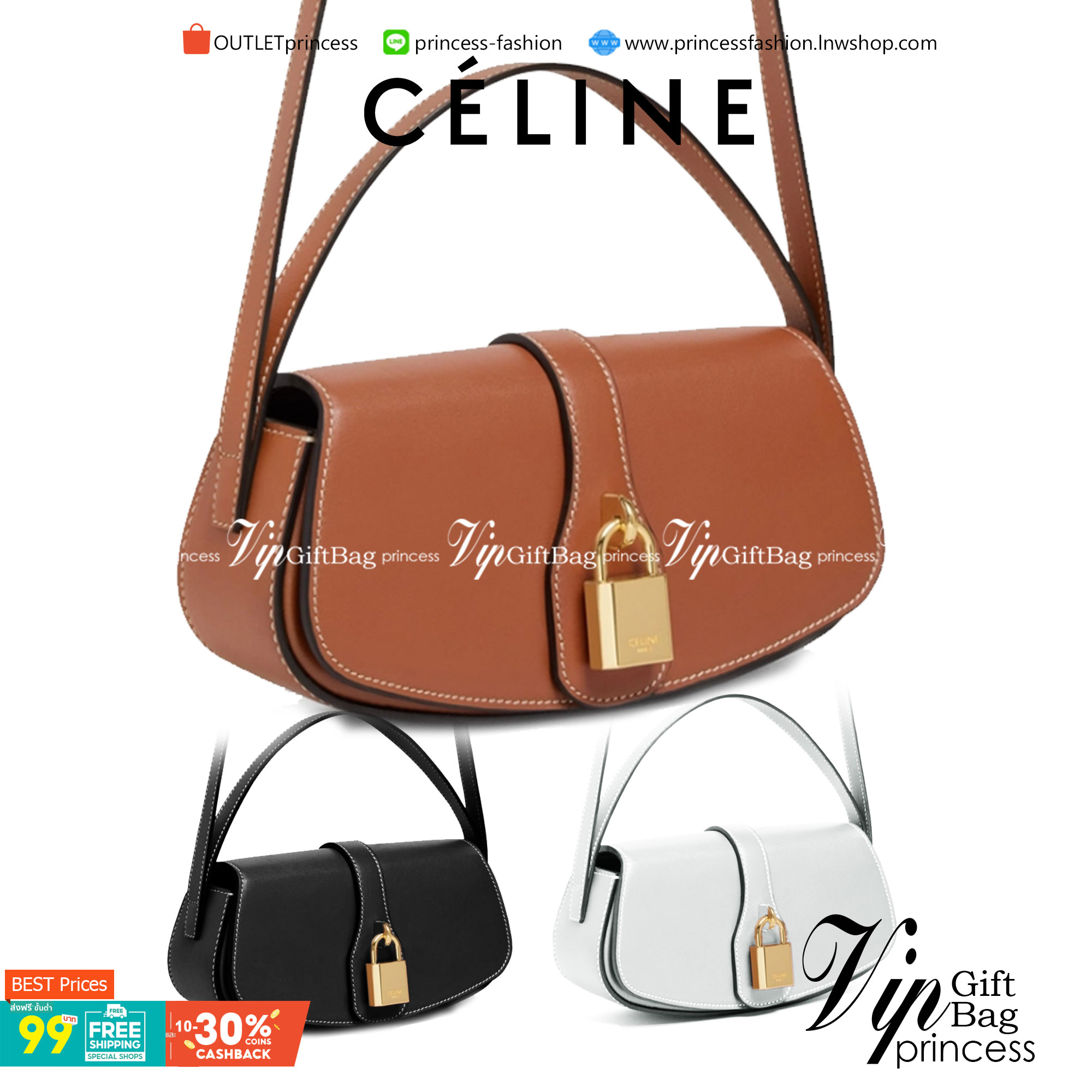 VIP 】CELINE TABOU CLUTCH BAG CELINE MINI CROSSBODY BAG (GWP) วัสดุ Triomphe Canvas หนังสวยอยู่ทรงกันน้ำได้ ขนาดกำลังน่ารัก การออกแบบที่เน้นความเรียบแต่หรู มาพร้อมสายสะพายสั้นและสายสะพายยาว สำหรับสะพายไหล่ สายปรับระดับสั้น-ยาวได้ (ถอดไม่ได้) โดดเด่นที่ด้าน