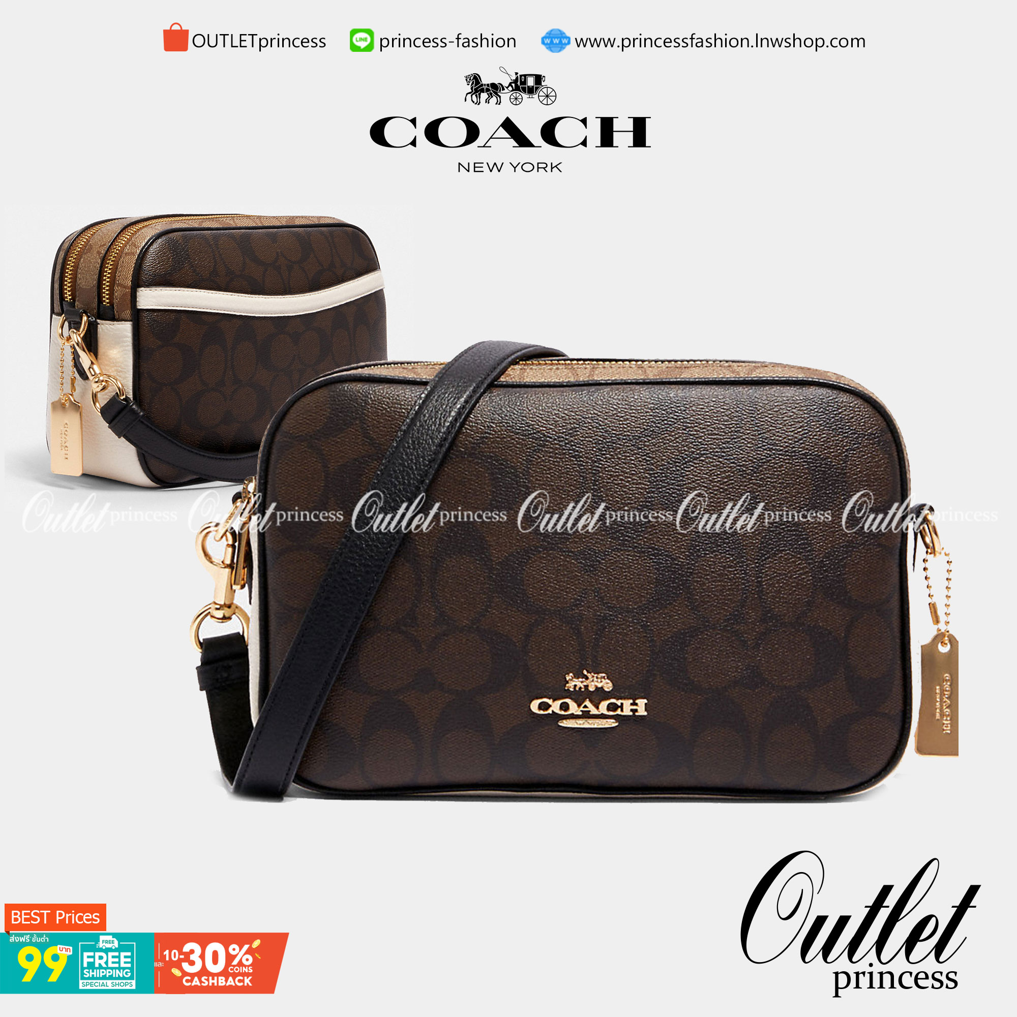 ใครที่รออยู่ห้ามพลาดเลยจร้าา! COACH JES CROSSBODY IN BLOCKED SIGNATURE CANVAS ((1767)) พร้อมส่งอีกครั้ง สินค้าขายดี กระเป๋าสะพายครอสบอดี้ร์หรือสะพายข้างได้ หนังแท้อย่างดีค่ะ 🔺สีหนังของรุ่นนี้ผสมกันได้ลงตัวดูดีมากๆทีเดียวค่ะ กระเป๋าแบบ2ช่องซิป ภายใ