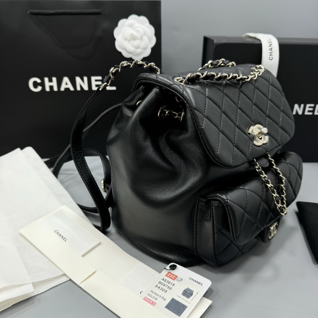 CHANEL 22C MINI DUMA BACKPACK BLACK กระเป๋าเป้ รุ่นยอดนิยม เกรดออริ ท็อป สลับแท้ 1:1 ผ่านทุก ตม ใช้งานต่างประเทศได้