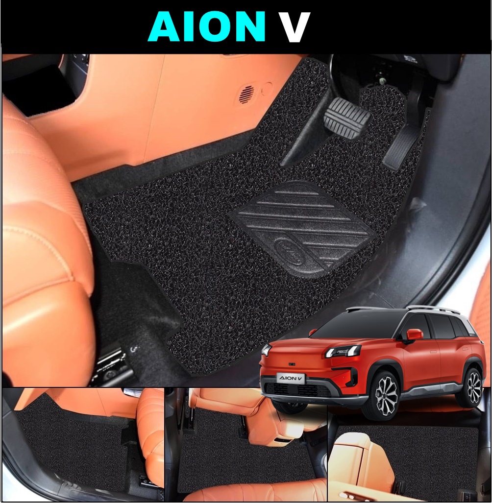 พรมดักฝุ่นไวนิล AION V พรมดักฝุ่นในรถยนต์ ไอออนวี สีดำ เข้ารูป 3ชิ้น